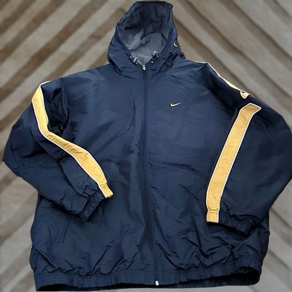 Nike VINTAGE Nike Hoodie Mens XL Zip Blue Yellow Fleece Lined 1990s Full Zip Size US XL / EU 56 / 4 - 1 Thumbnail