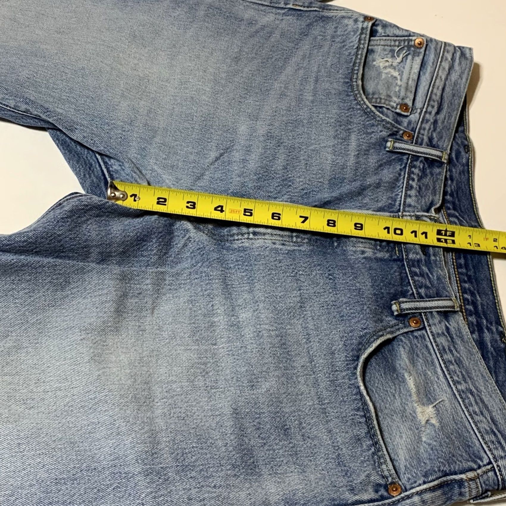 Levi's Levi's 501 Straight Fit Jeans 38x32 Distressed Button Fly Denim 5-Pocket Men Regular Classic Blue Size US 38 / EU 54 - 5 Thumbnail