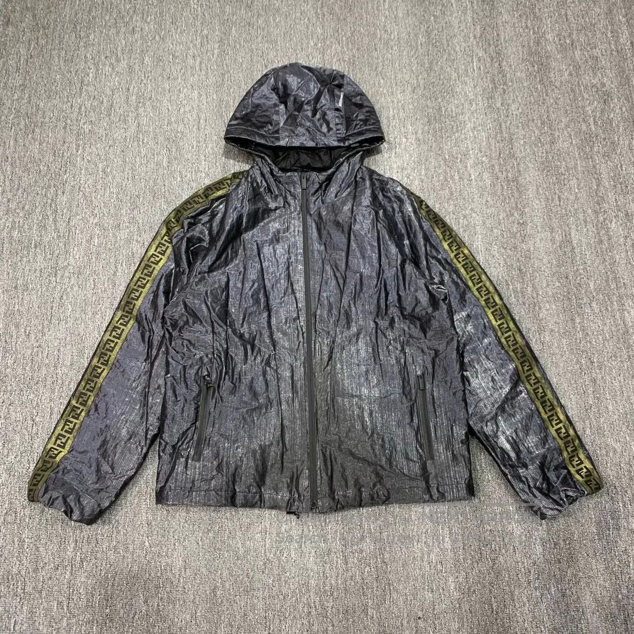 fendi metallic nylon logo hooded jacket.