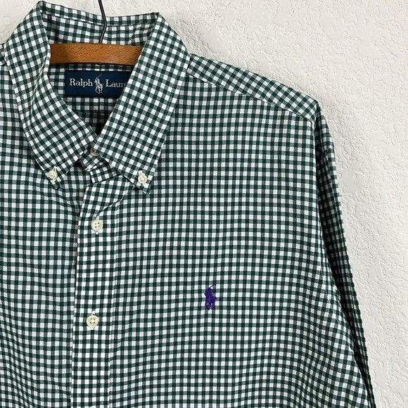 Polo Ralph Lauren × Ralph Lauren Polo by Ralph Lauren Men's Green Gingham Checkered Shirt Emb Size US L / EU 52-54 / 3 - 1 Thumbnail