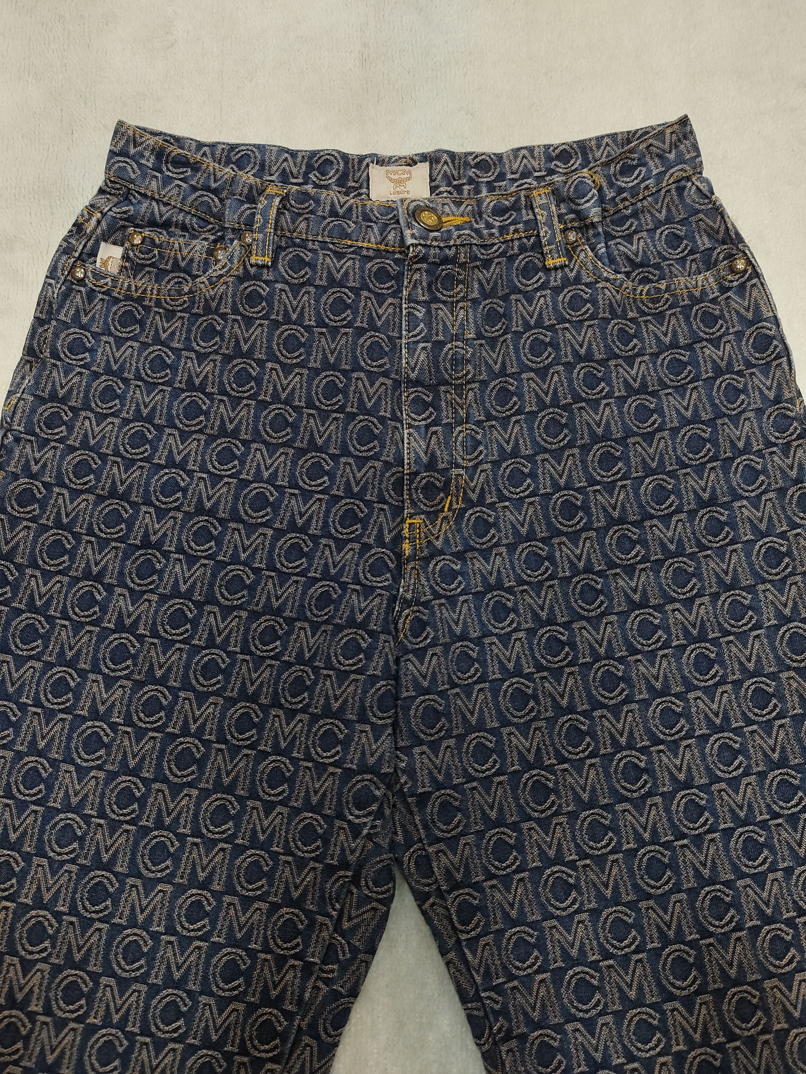 MCM 🔥Vtg MCM Legere Monogram Denim Short Size 28" / US 6 / IT 42 - 2 Thumbnail