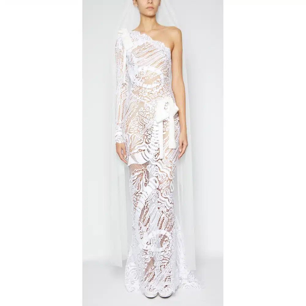 Tom Ford o1loc1c1024 AB2962 Sheer Lace Wedding Dress in White Size S / US 4 / IT 40 - 1 Thumbnail
