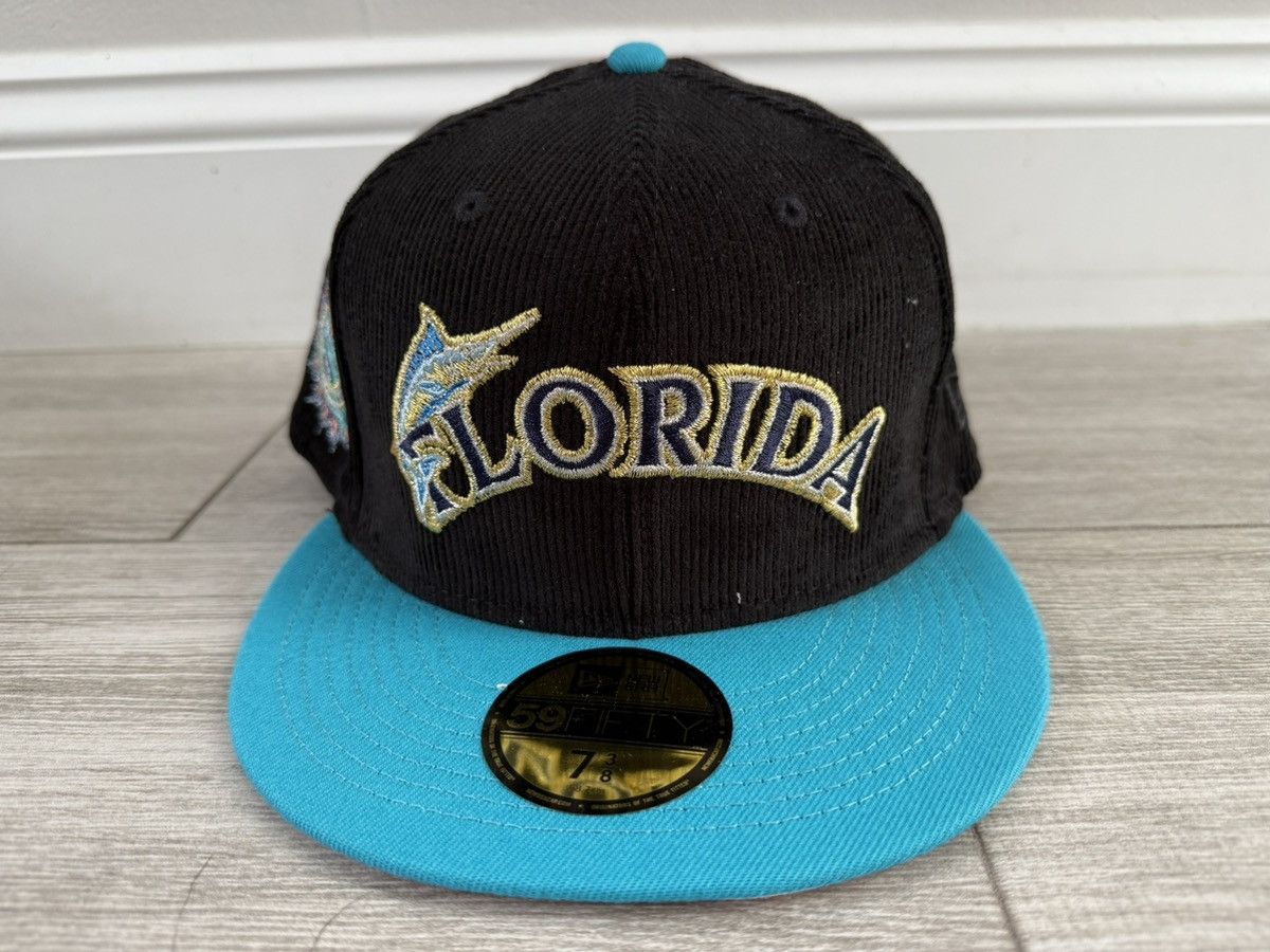 Florida Miami Marlins New Era Corduroy Black Fitted Sz 3/8