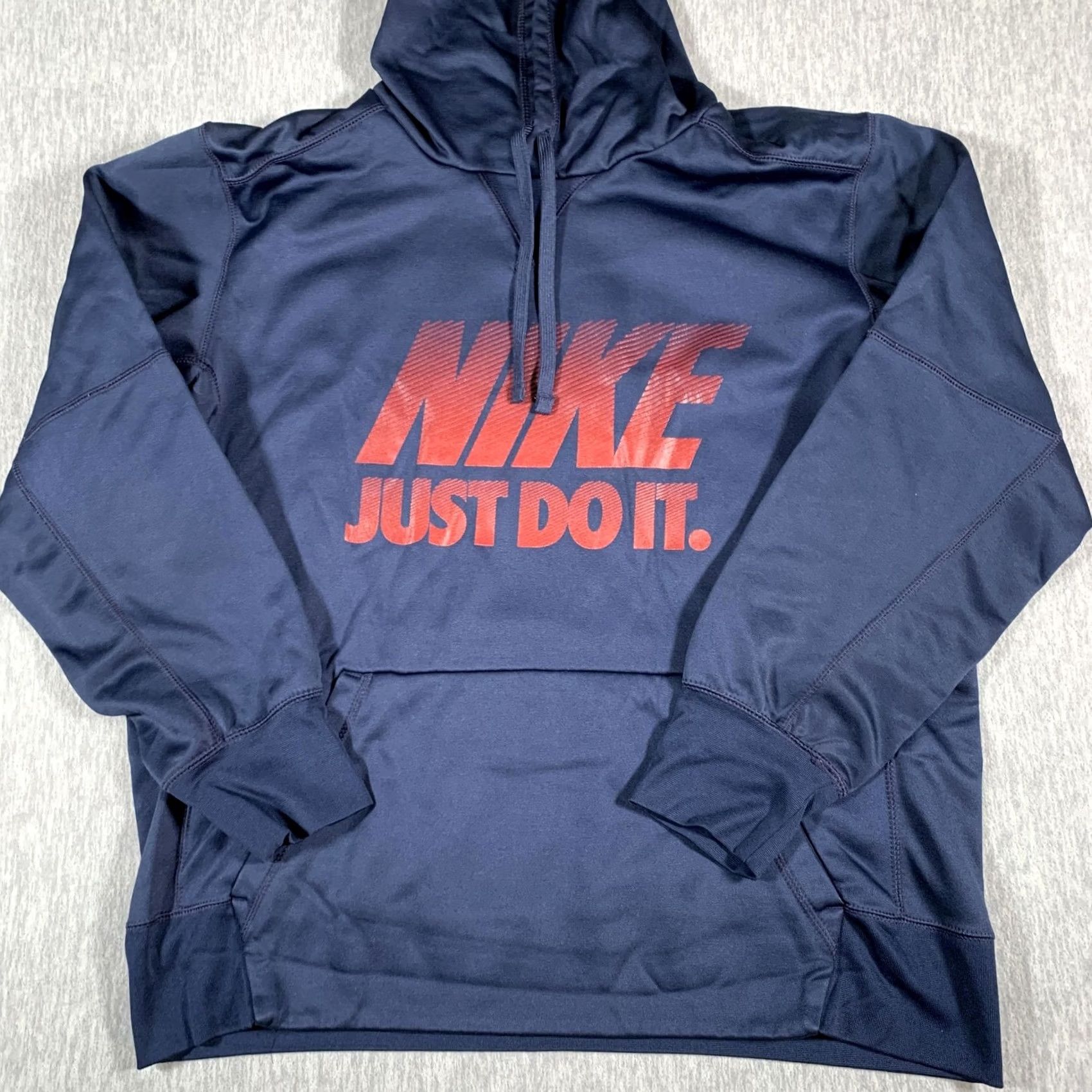 Nike Nike Dri-FIT Hoodie Mens Large Navy Blue Just Do It Pullover Graphic Sweatshirt Size US L / EU 52-54 / 3 - 3 Thumbnail