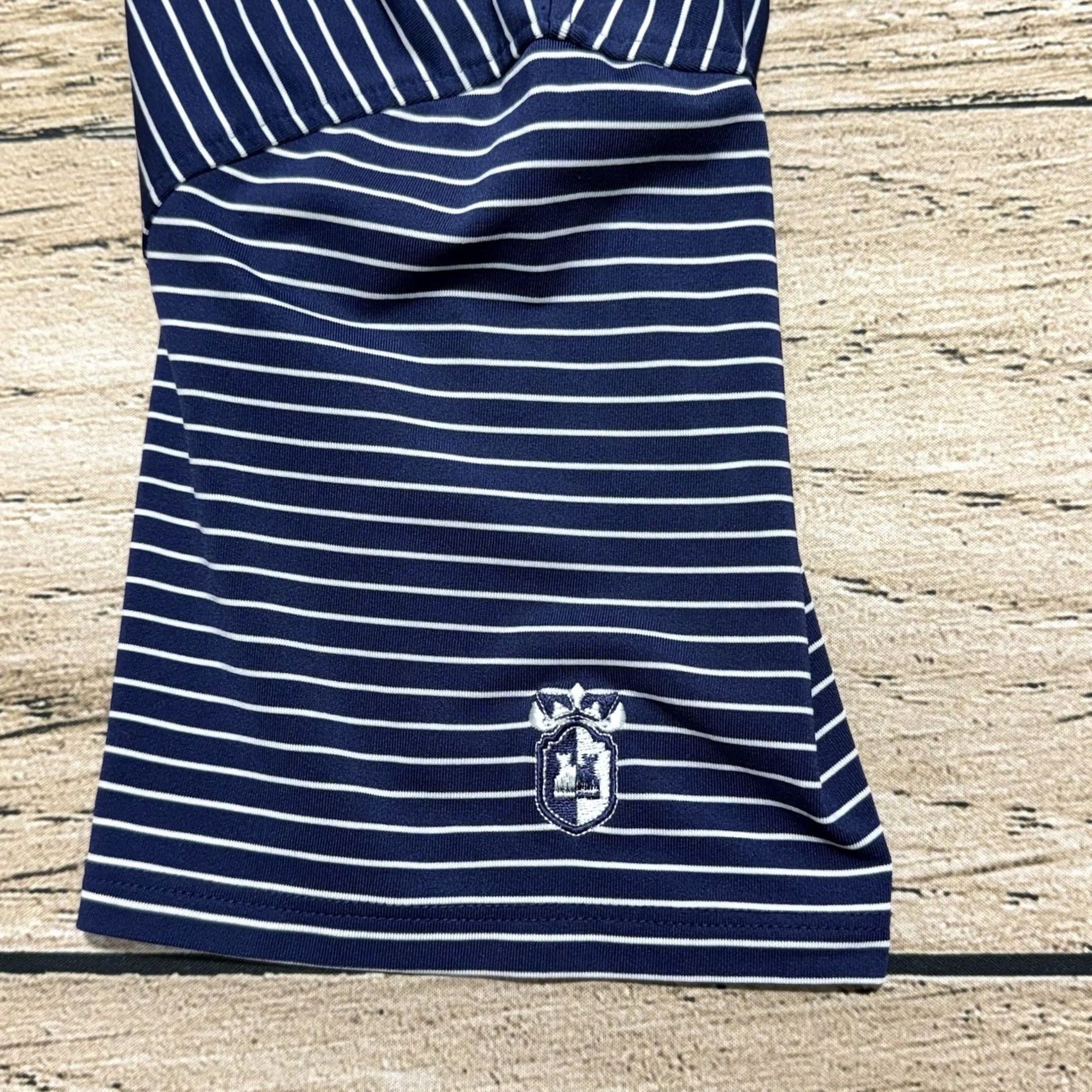 Vintage Greyson Polo Shirt Mens M Blue Striped Wolf Logo Golf Club Stretch Shirt Size US M / EU 48-50 / 2 - 5 Thumbnail