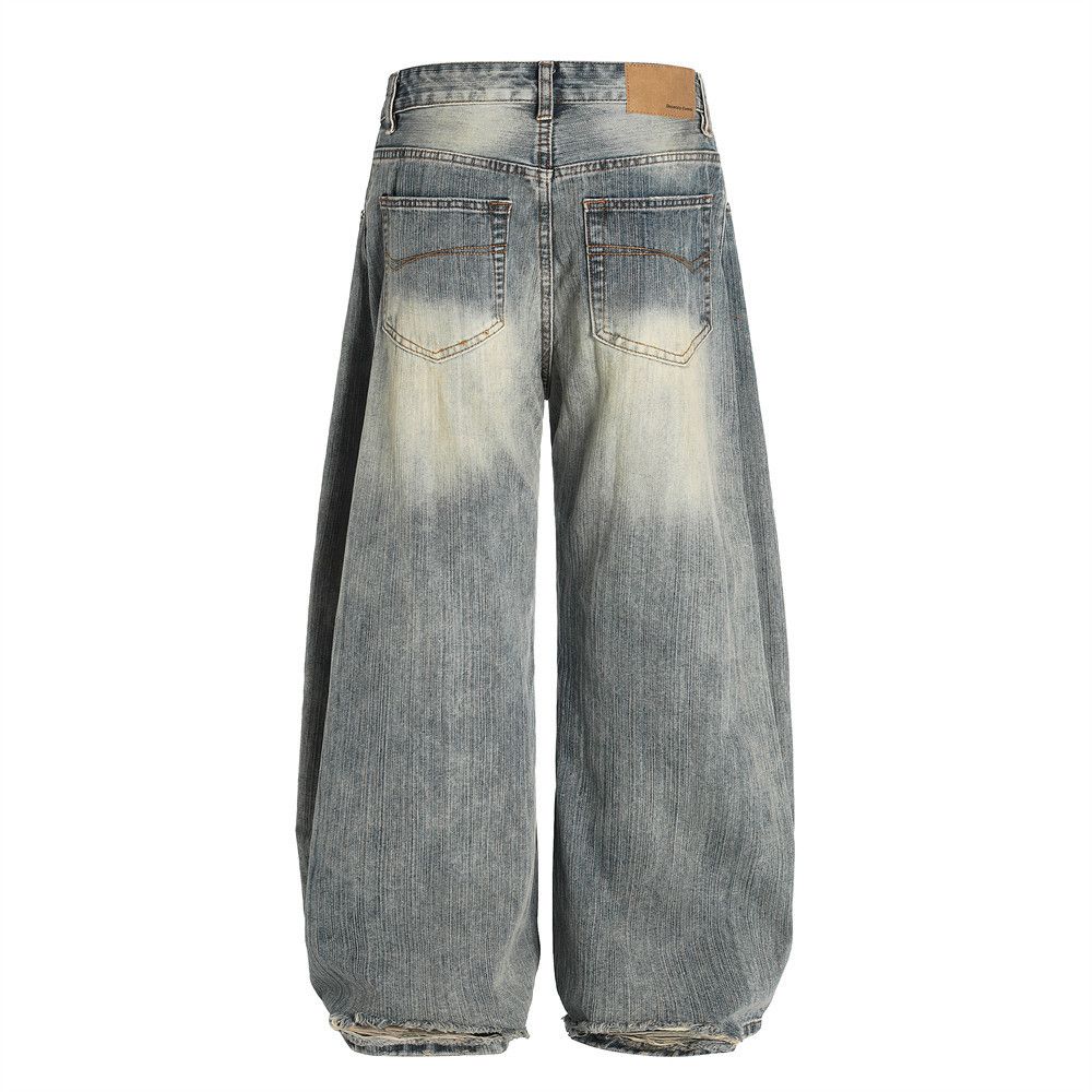 Japanese Brand × Jean Heavy washed loose wide-leg distressed scimitar jeans Size US 32 / EU 48 - 3 Thumbnail