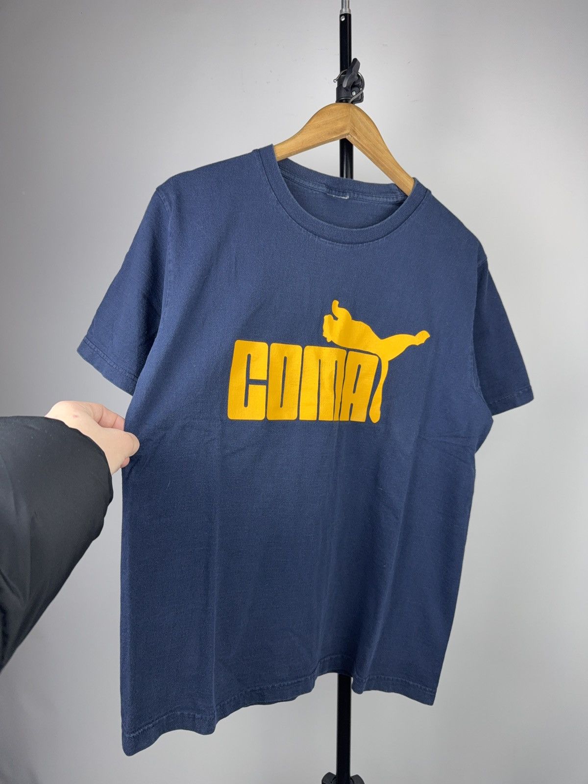 Puma Vintage 00s Funny Humour COMA Puma Graphic T-Shirt Navy Blue Size US M / EU 48-50 / 2 - 2 Thumbnail