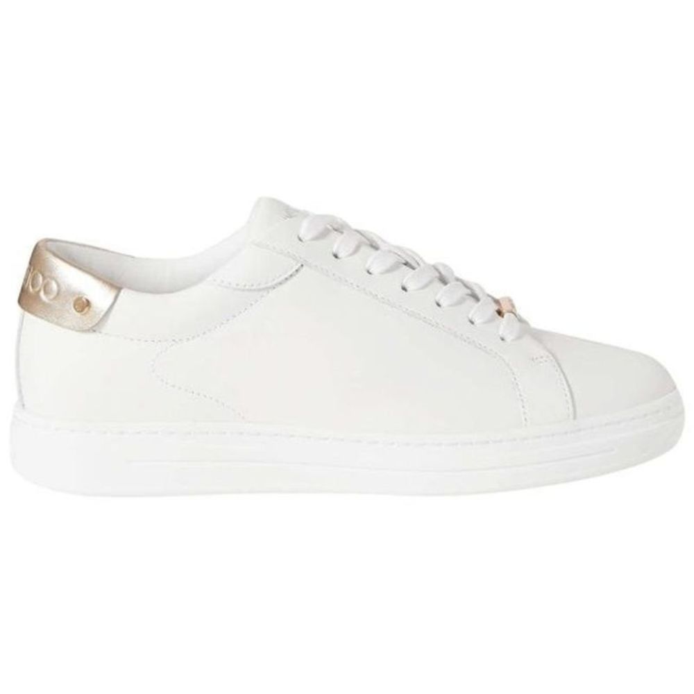 Jimmy Choo White Rome Metallic-trimmed Leather Sneakers Size US 11.5 / IT 41.5 - 1 Thumbnail