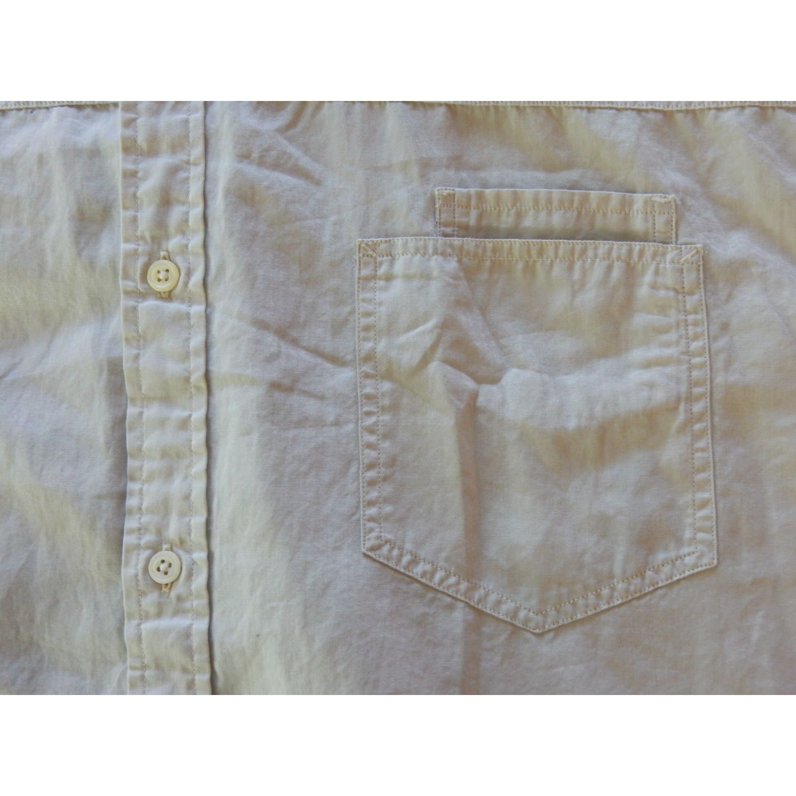 Hart Schaffner Marx VINTAGE Hart Schaffner Marx Men's Short Sleeve Button-Up Shirt XXL Beige Cotton Mens Size US XXL / EU 58 / 5 - 3 Thumbnail