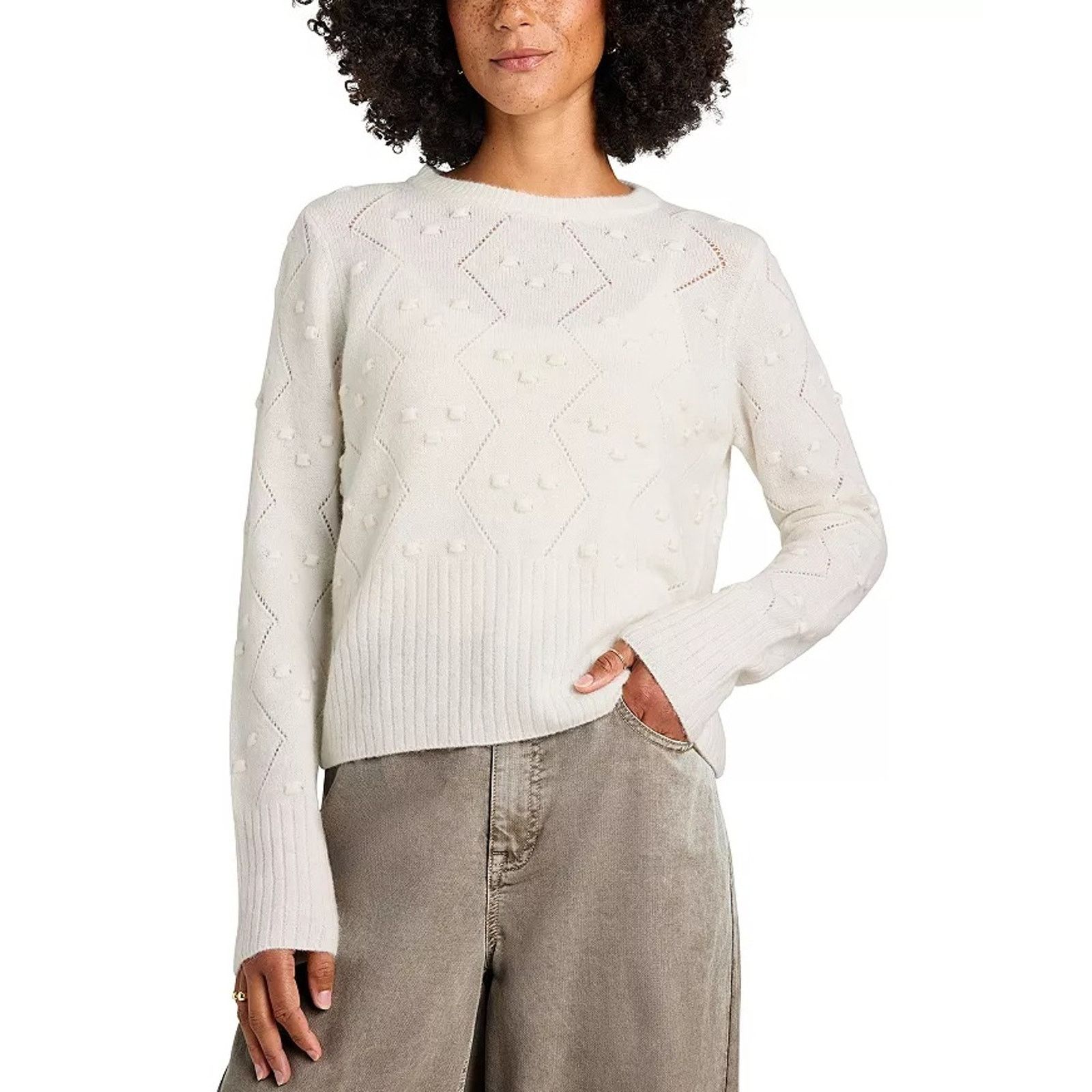Splendid Women White Cozy Soft Knit Classic Sweater Size M