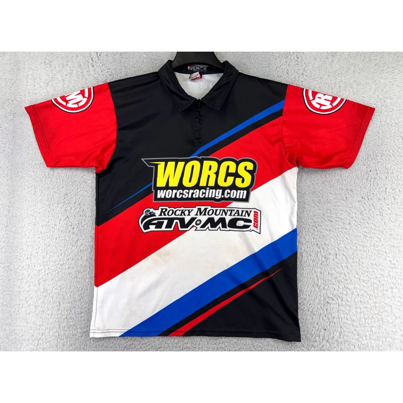 Vintage VINTAGE Worcs Racing Mens Jersey Shirt L Red Black Blue USA 90s Tees Logo Embroidered Size US L / EU 52-54 / 3 - 2 Thumbnail