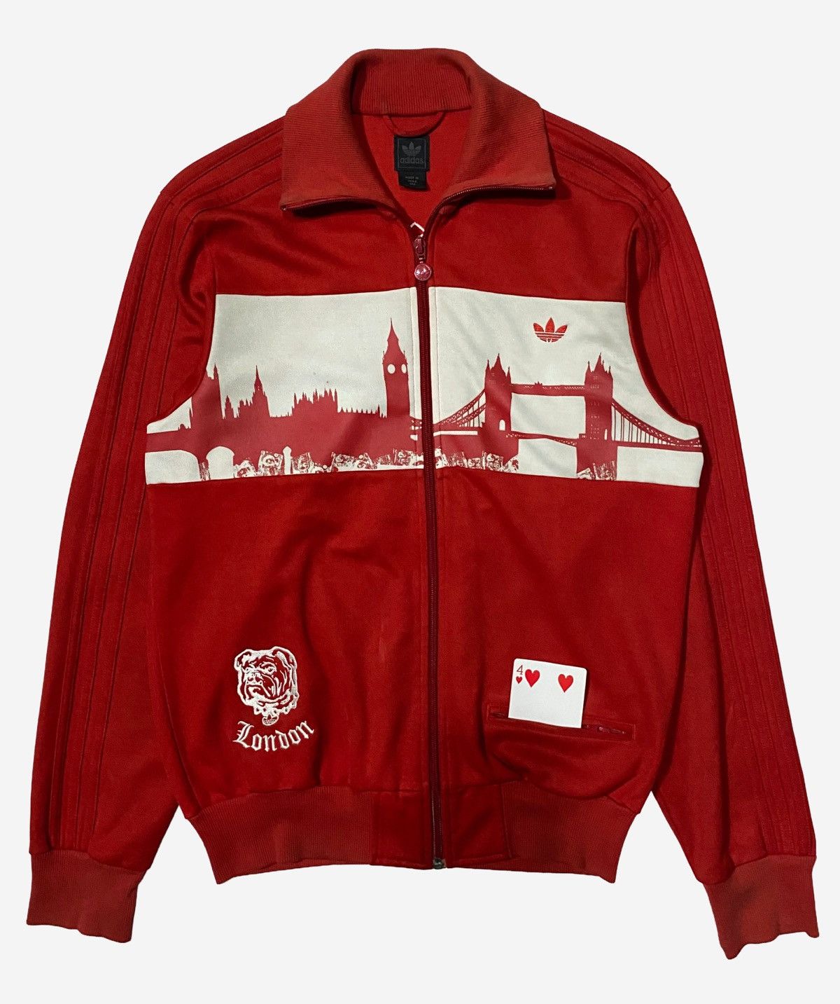 Adidas VINTAGE 2006 ADIDAS LONDON BRIDGE TRACK TOP RED WHITE Size US M / EU 48-50 / 2 - 2 Thumbnail