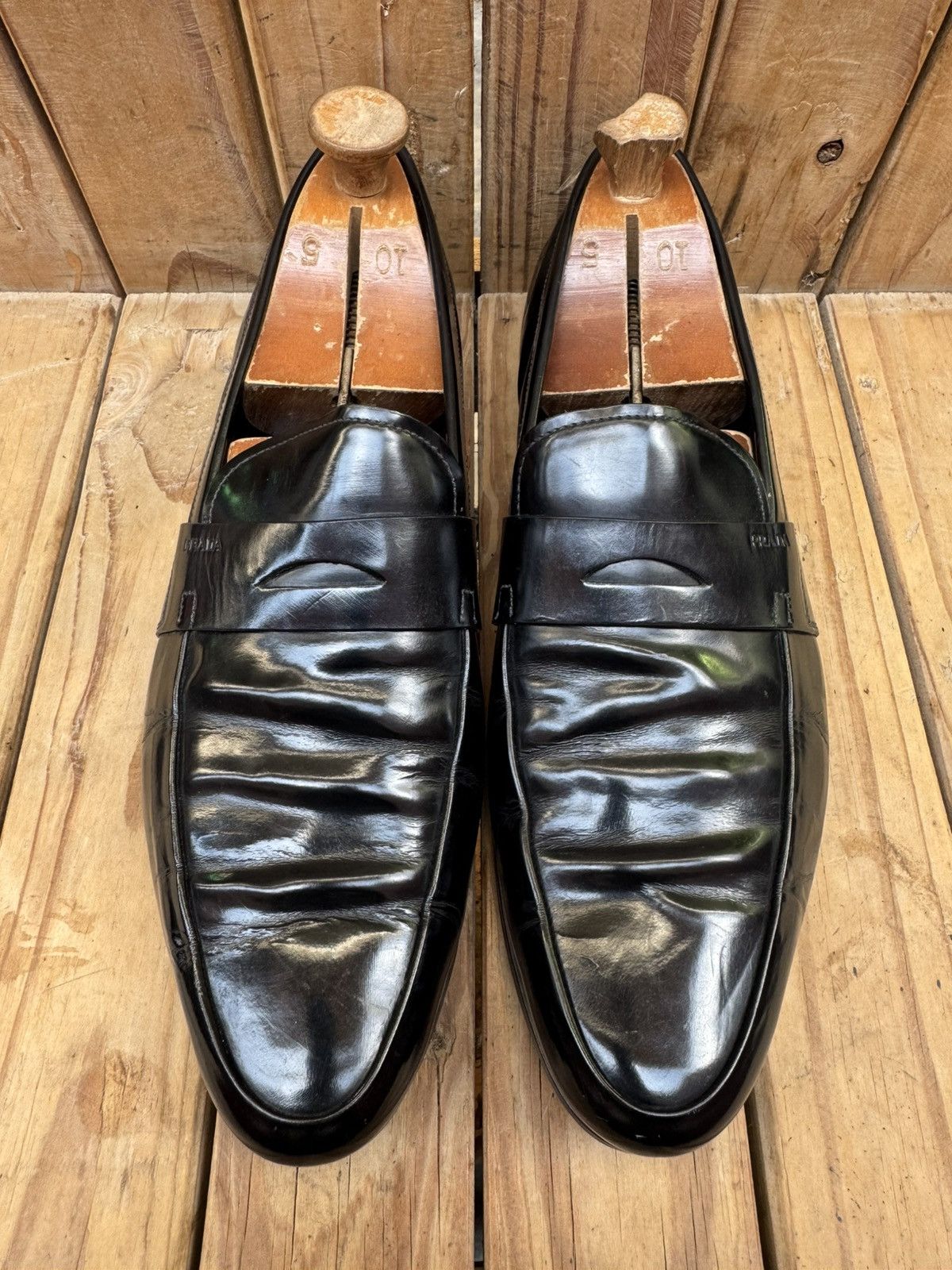 Prada Prada Men’s Penny black Leather Loafers Size Uk 9.5 USA 10.5 Size US 10.5 / EU 43-44 - 4 Thumbnail