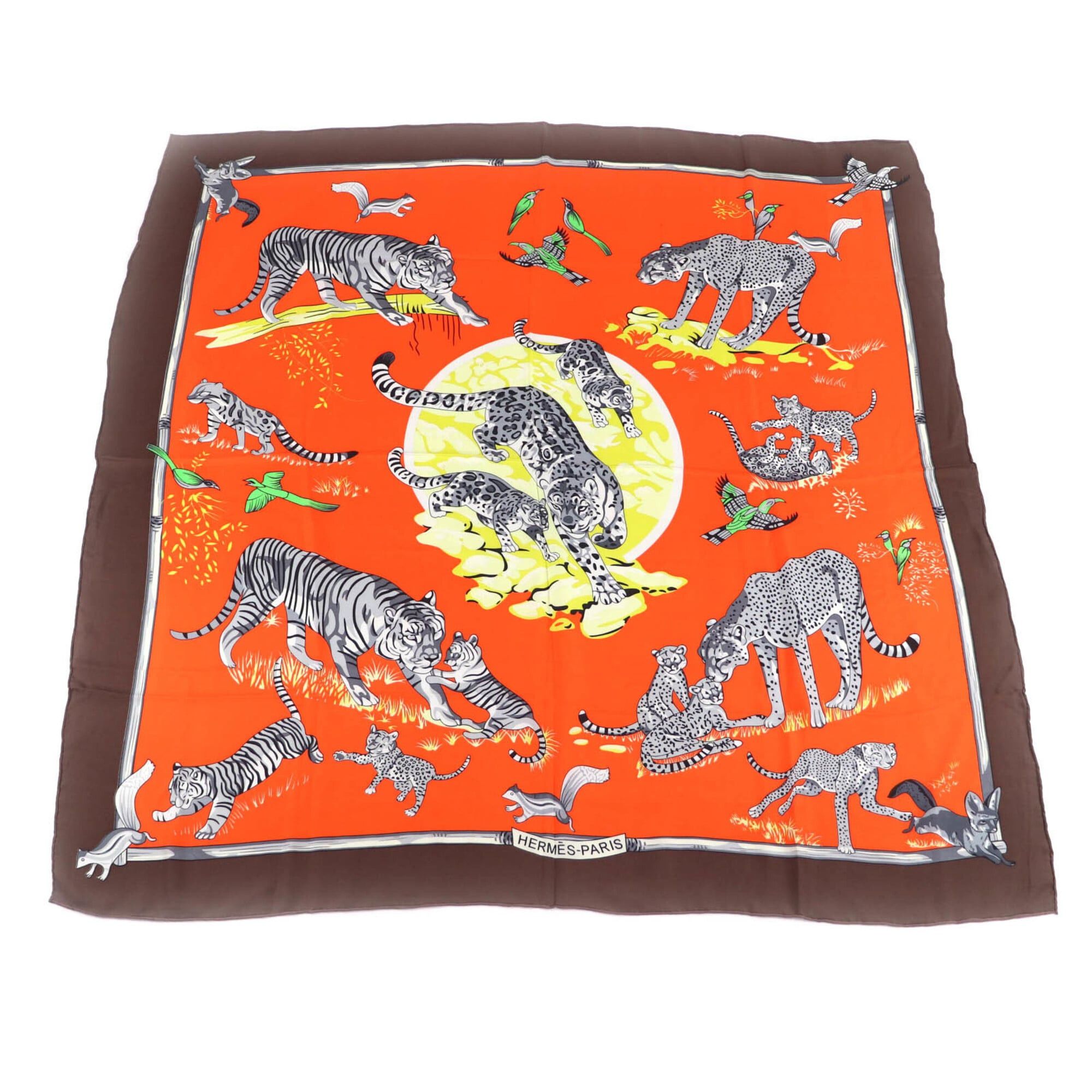 Hermes HERMES Carre 140 Tendresse Feline (Wild Gentleness) 100% Silk Large Scarf/Muffler, Multi-color, Made in France, Women's Size ONE SIZE - 1 Thumbnail