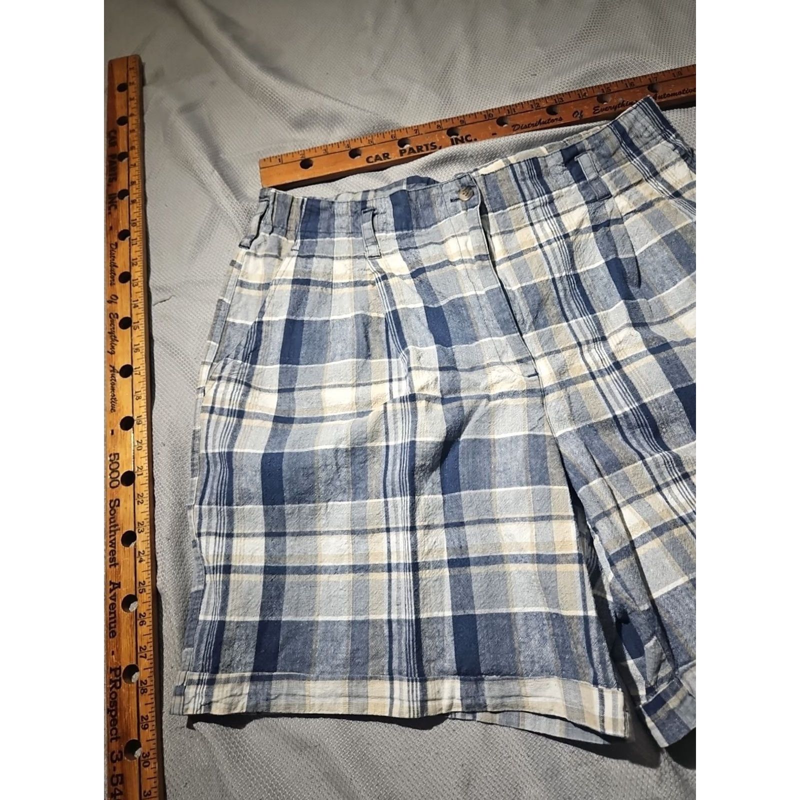 Vintage VINTAGE Kikomo Shorts Womens 20w Blue Plaid Linen Blend Surf Washed Pants High Size 42" / US 20 - 2 Thumbnail
