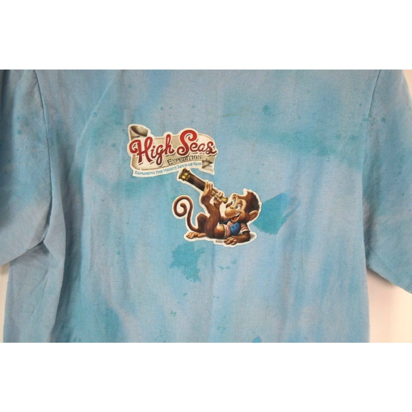Vintage High Seas T Shirt Crew Neck Short Sleeve Graphic Tee Blue 17 in Chest Mens, Sky Dye, Casual, Regular Fit, 26 in Length Size US XL / EU 56 / 4 - 4 Thumbnail