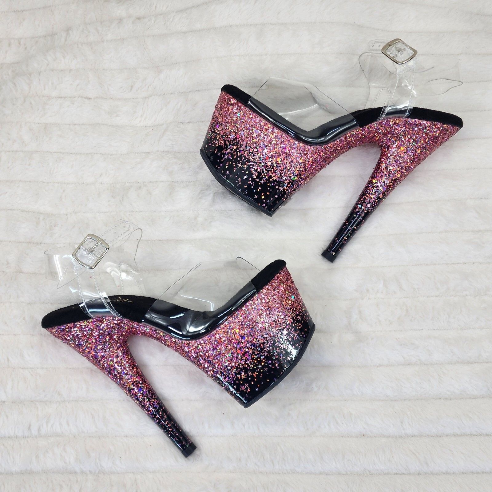Other Adore 708SS Pink Hologram Ombre Platform Shoes Sandals 7" Hi Size US 6 / IT 36 - 7 Thumbnail