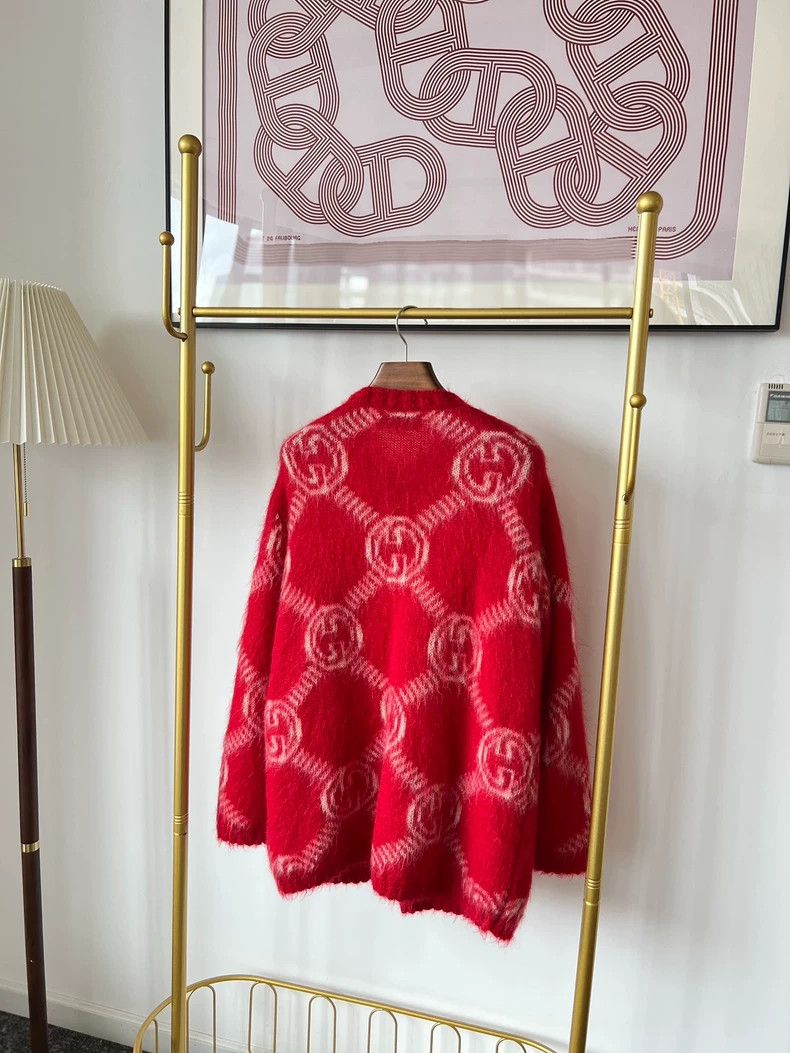 Gucci Gucci Red logo full-printed horsehair knitted long-sleeved Size XS / US 0-2 / IT 36-38 - 2 Thumbnail