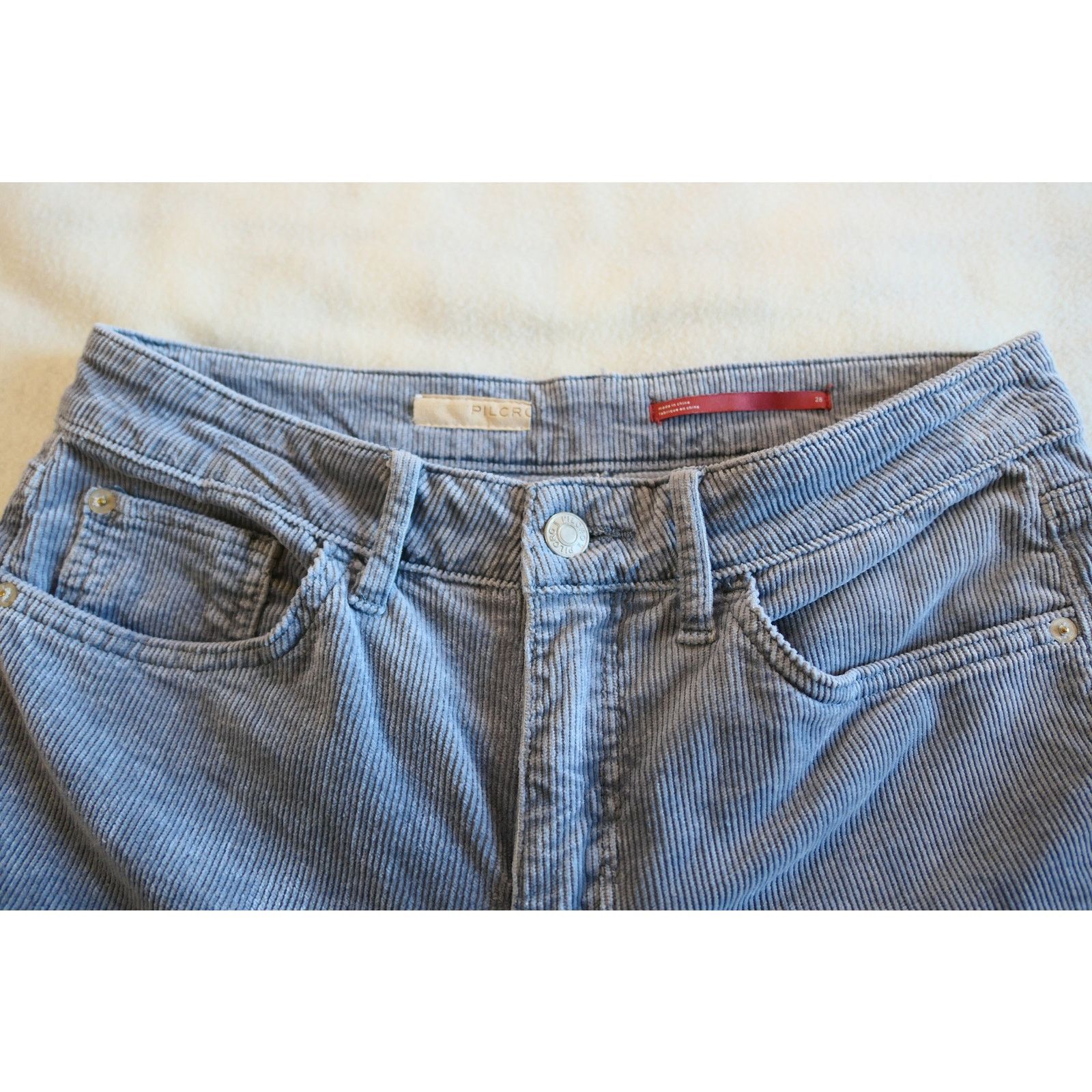 Anthropologie Pilcro Dusty Blue Gray Wide Leg Ultra HR Corduroy Pants 28 Size 28" / US 6 / IT 42 - 3 Thumbnail