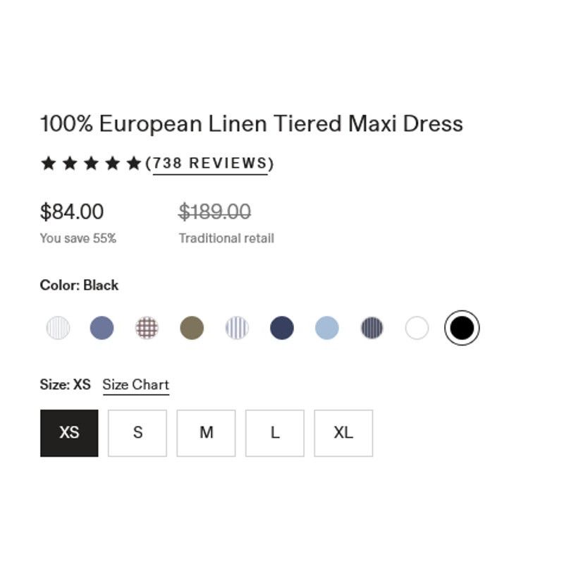 Quince Quince 100% European Linen Tiered Maxi Dress Black Size XS Size XS / US 0-2 / IT 36-38 - 6 Thumbnail