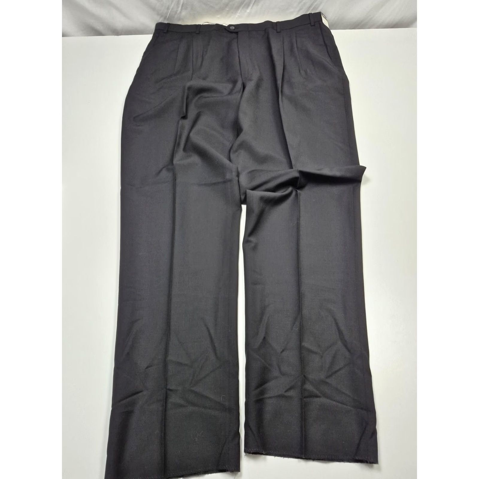 Vintage John Alexander Dress Pants Mens 46x36 Gray Worsted Wool Pleated Unhemmed USA NWT Size US 30 / EU 46 - 2 Thumbnail