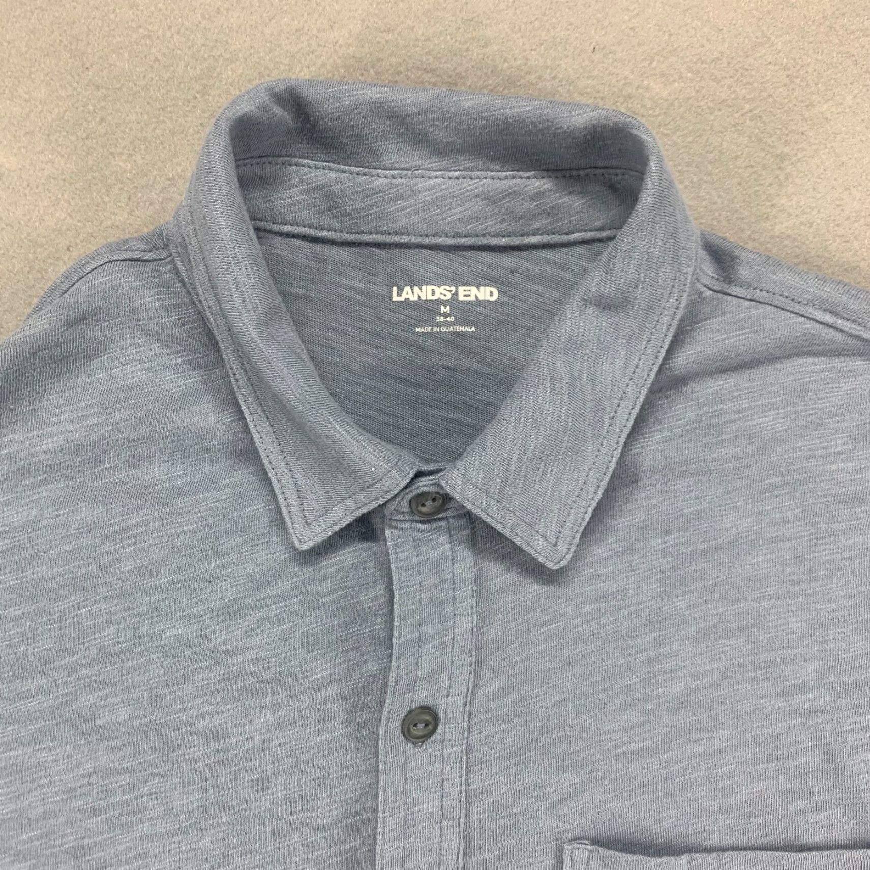 Lands' End Lands' End Shirt Mens Medium Blue Long Sleeve Pocket Button Up Polyester Size US M / EU 48-50 / 2 - 3 Thumbnail