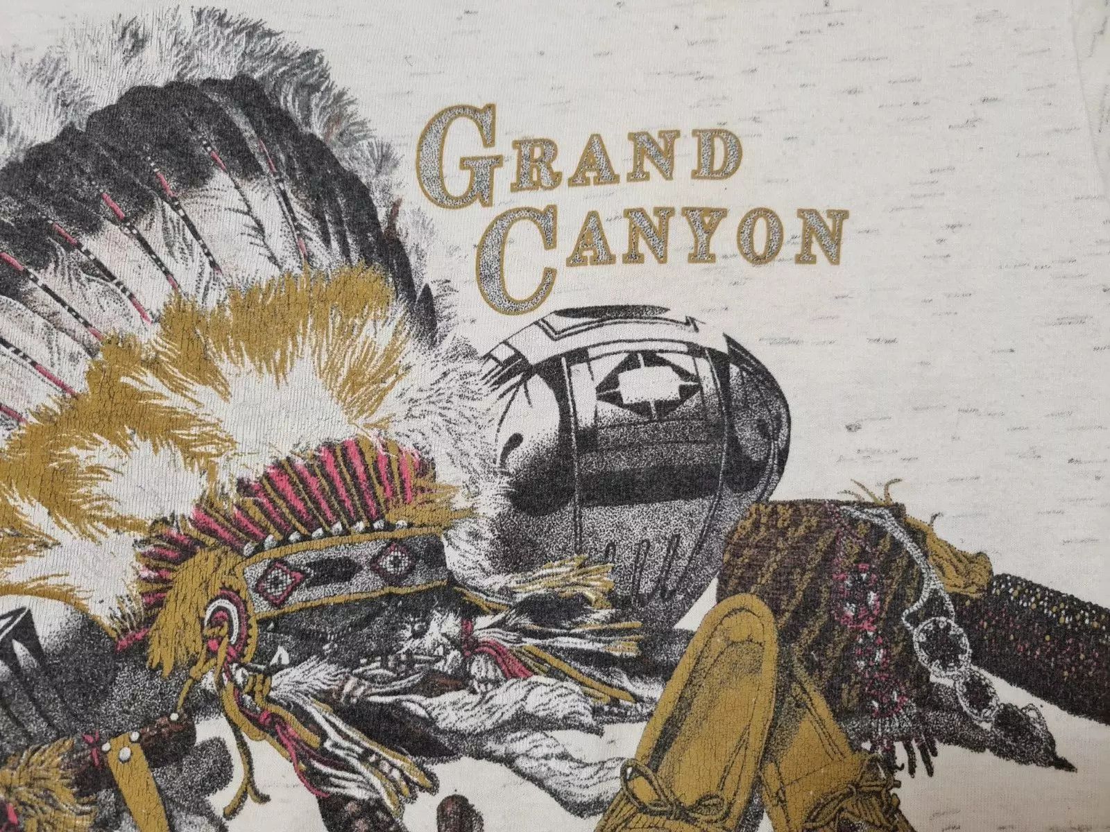 Vintage GRAND CANYON VINTAGE 1992 RETRO MEN'S T-SHIRT WHITE COTTON Size US M / EU 48-50 / 2 - 6 Thumbnail