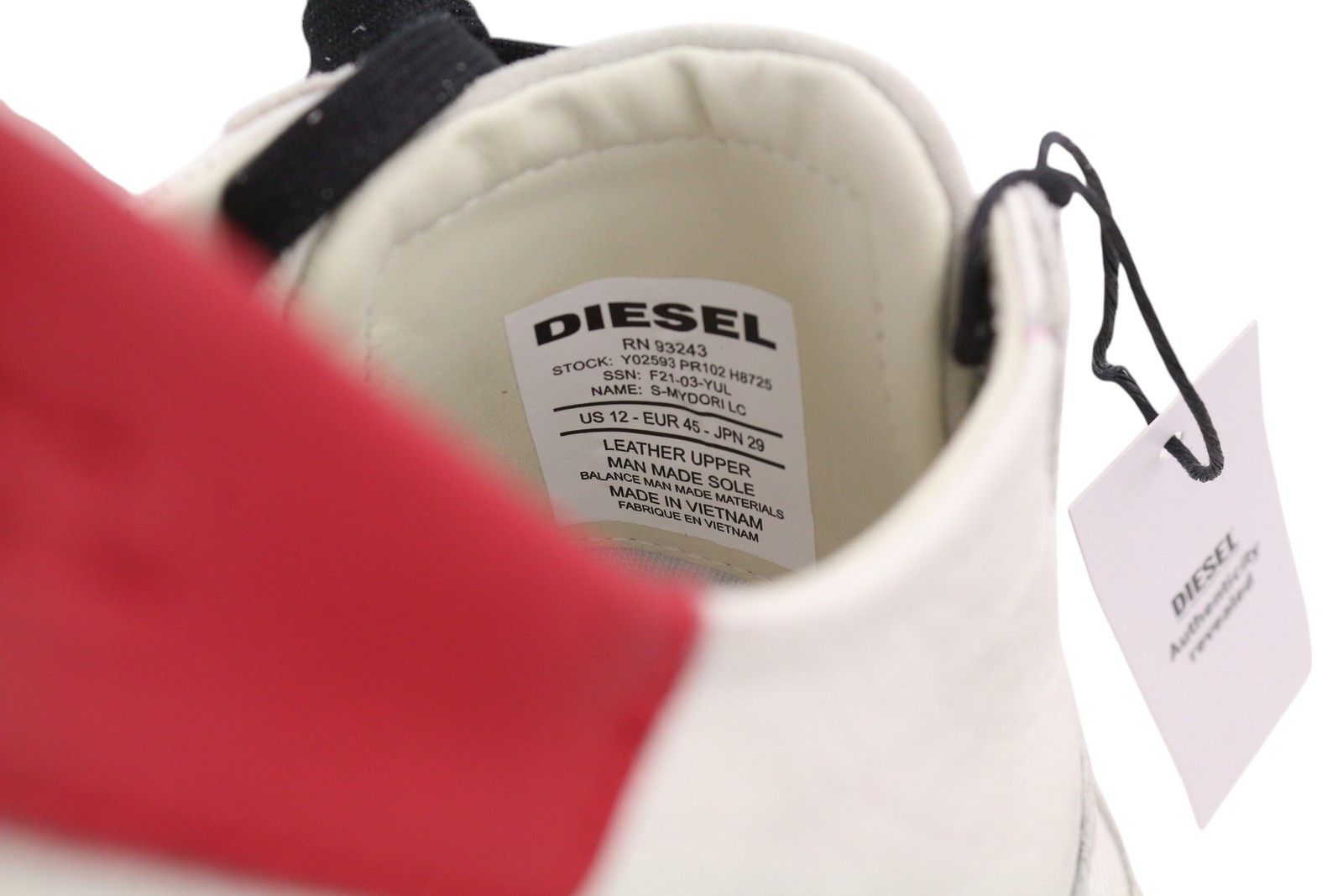 Diesel S-MYDORI LC EU45 White Leather Almond Toe Laced 40941 Size US 12 / EU 45 - 11 Thumbnail