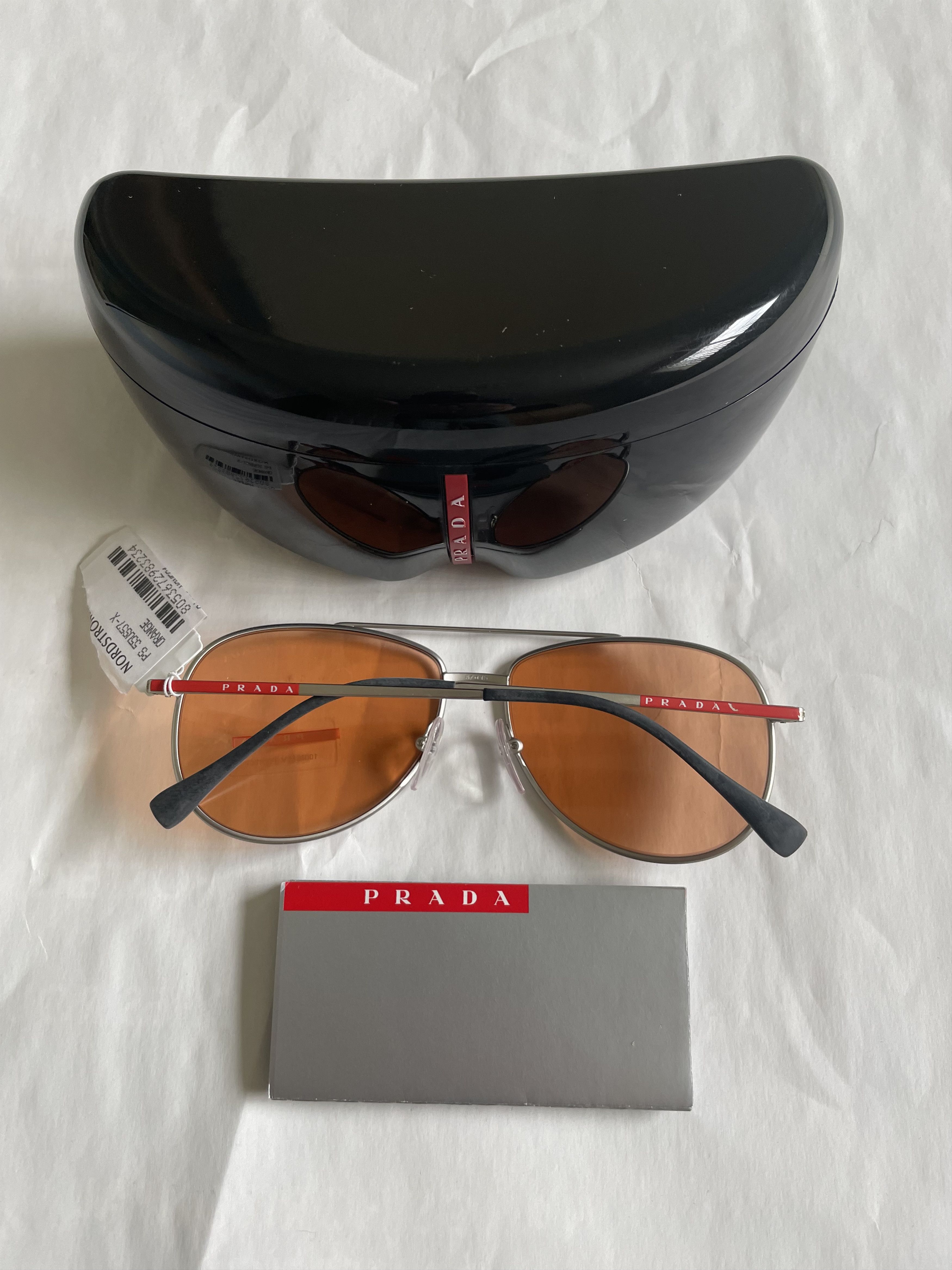 Prada PRADA SPORT SPS 55U QFP-291 SILVER/ORANGE LENS SUNGLASSES Size ONE SIZE - 4 Thumbnail