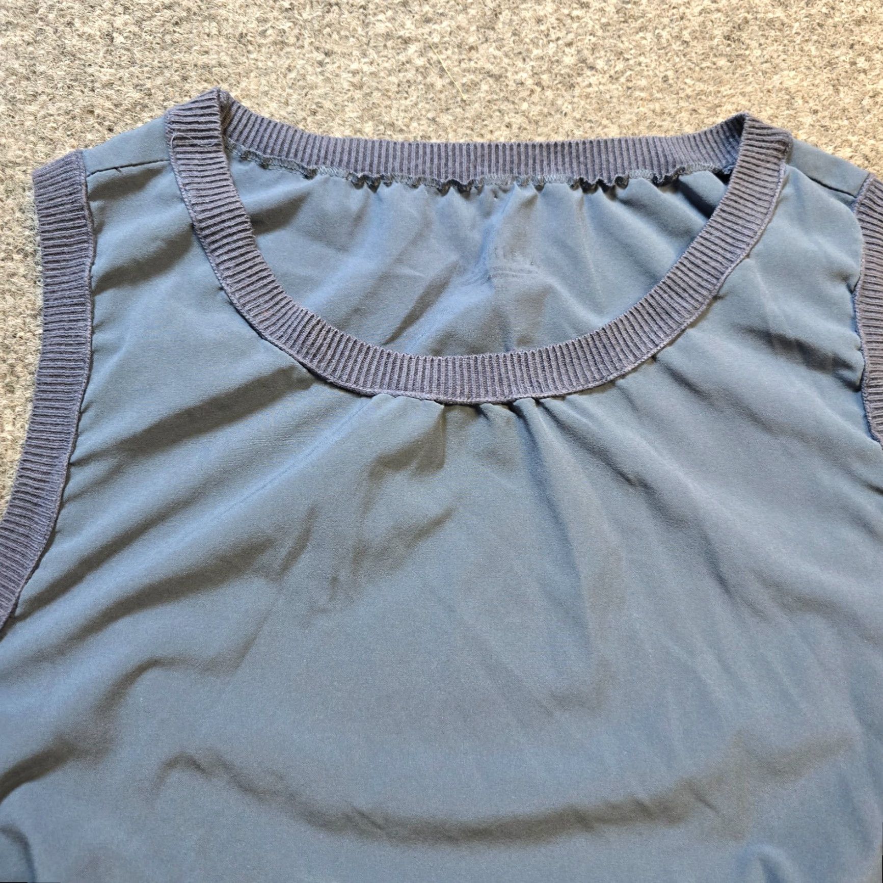 Athleta Athleta Dress Womens Small Petite Gray Striped Sleeveless Sheath Casual Knit Polyester Spandex Size S / US 4 / IT 40 - 3 Thumbnail