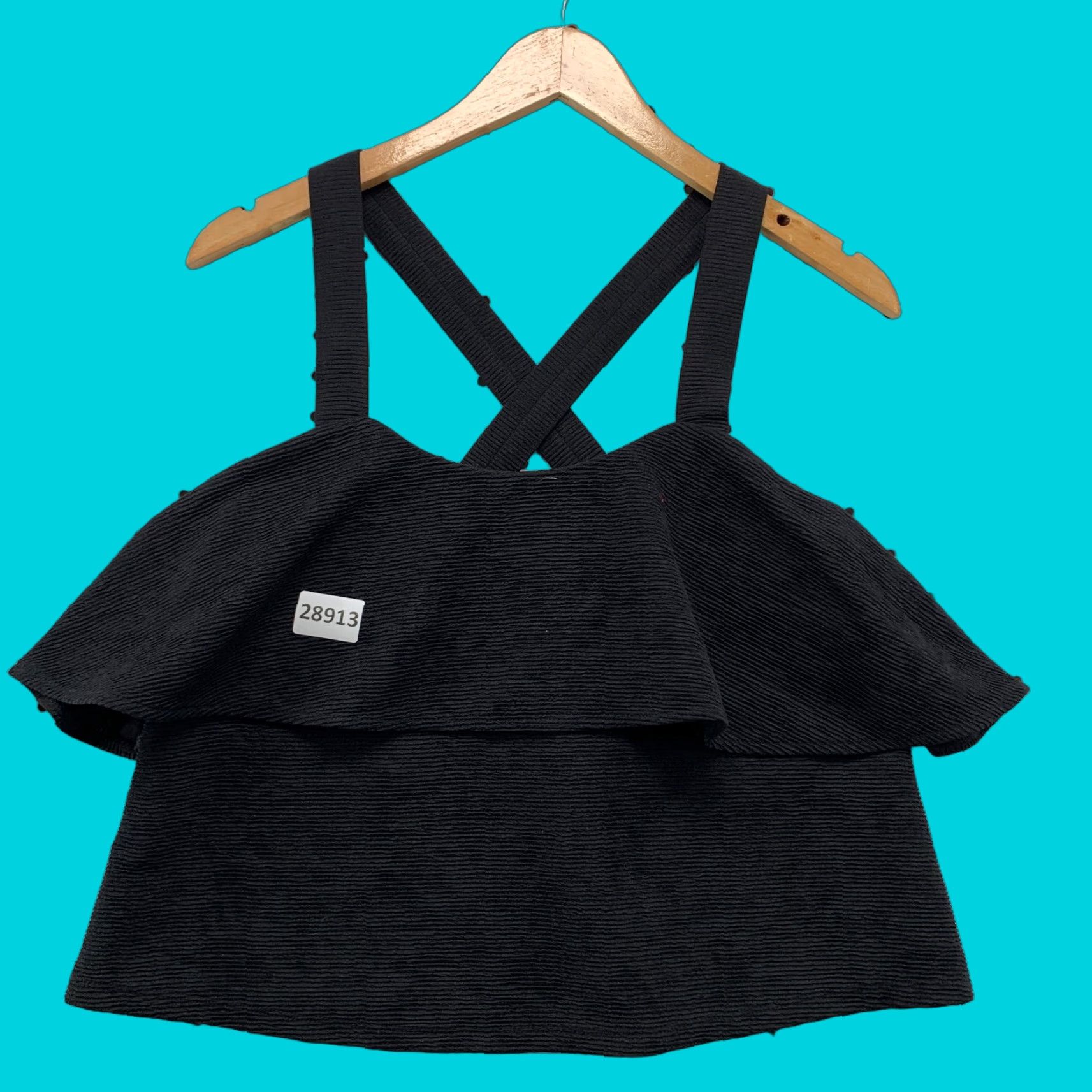 Madewell Madewell Tank Top Womens Small Black Tiered Ruffle Textured Ribbed 18X13 Size S / US 4 / IT 40 - 1 Thumbnail