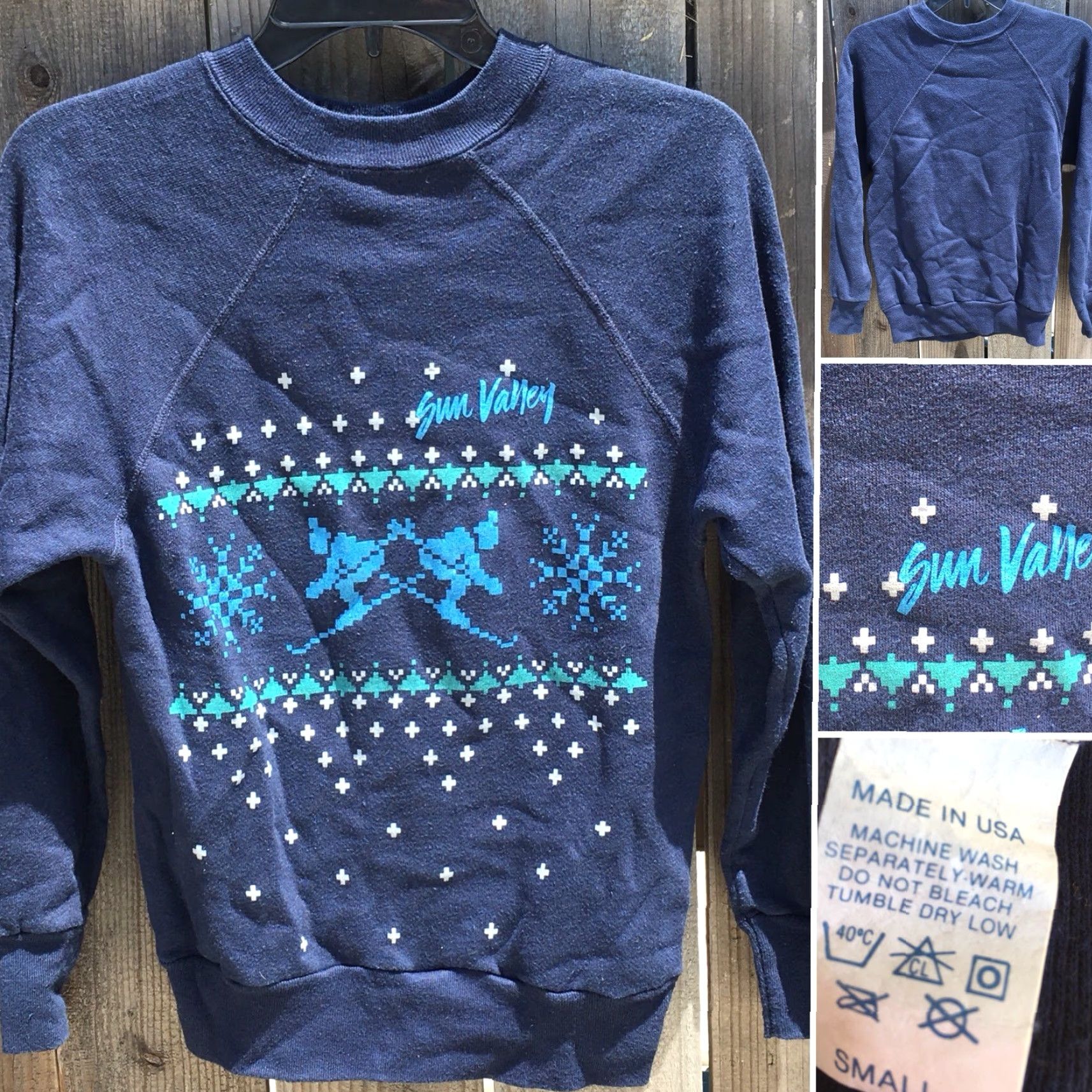 Vintage VINTAGE Unbranded Raglan Sweatshirt Sun Valley Graphic Sweatshirt Size S Men Blue Skiing Winter Snow Graphics Crew Neck Long Sleeve Size US S / EU 44-46 / 1 - 2 Thumbnail