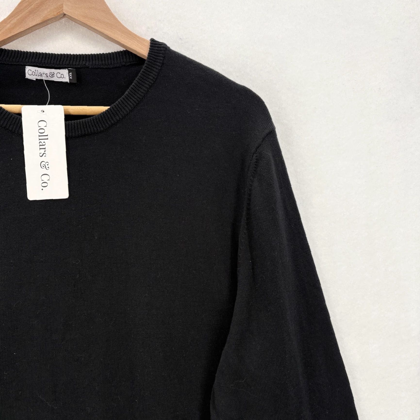 CO Collars & Co Sweater Mens 2XL Black Egyptian Cotton Crewneck Pullover Knit NWT Size US XXL / EU 58 / 5 - 2 Thumbnail