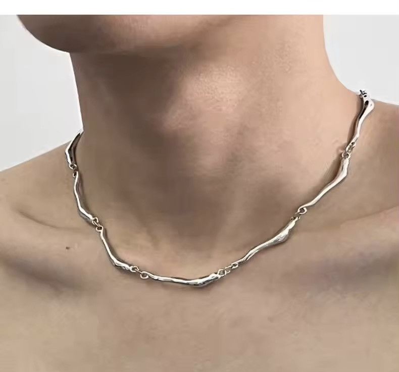 Jewelry New Irregular Wave Shape Chain Men Necklace Size ONE SIZE - 1 Thumbnail