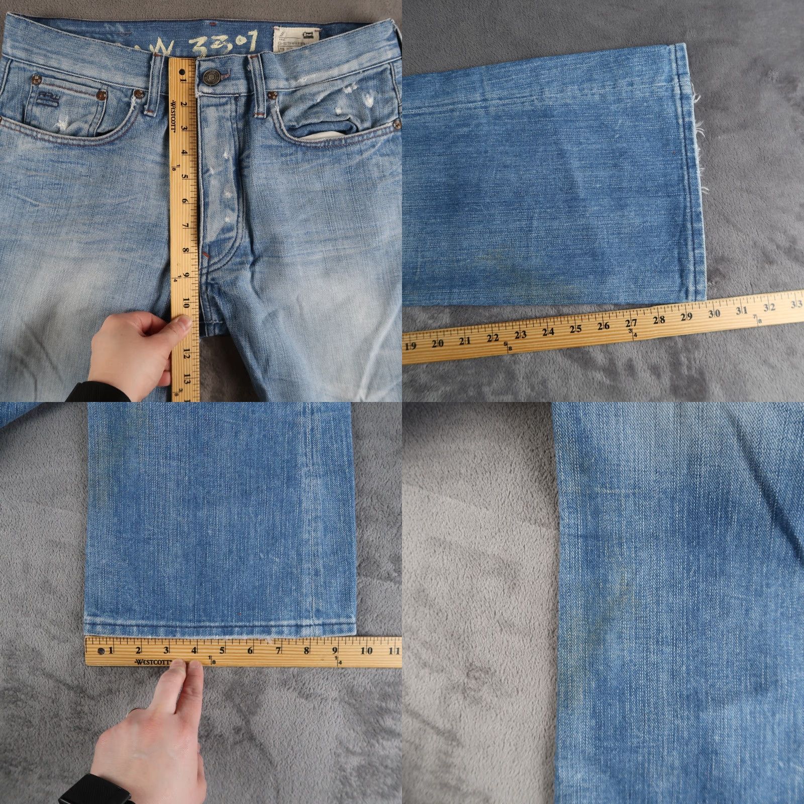 G-Star G-Star Raw Denim Jeans Men's Blue Size 33x30 Bootcut Denim 100% Cotton Button Fly Italy Regular Stretch Jeans Mens Bootscut blue wash 5-Pocket Size US 33 - 8 Thumbnail