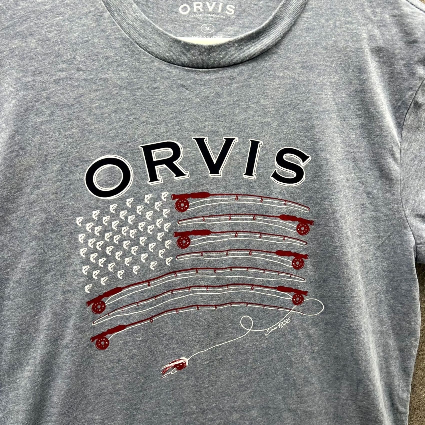 Orvis Orvis Shirt Mens Medium Blue Graphic Tee USA Flag Cotton Blend NEW Size US M / EU 48-50 / 2 - 7 Thumbnail