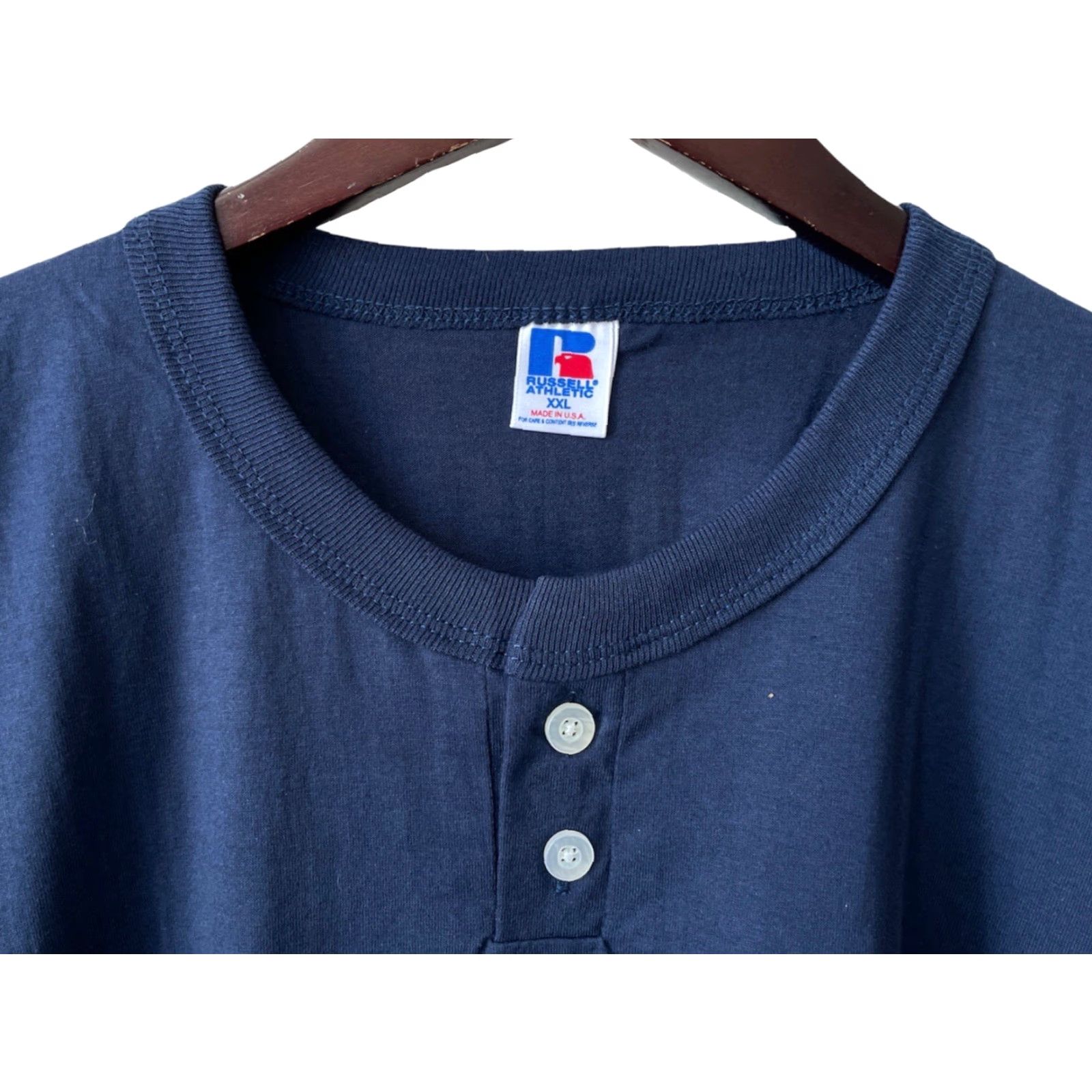 Russell Athletic VINTAGE Russell Athletic Henley TShirt Mens XXL Deadstock NWOT 90s Made USA Blue 2XL Navy 90s Mens Shirts Size US XXL / EU 58 / 5 - 3 Thumbnail