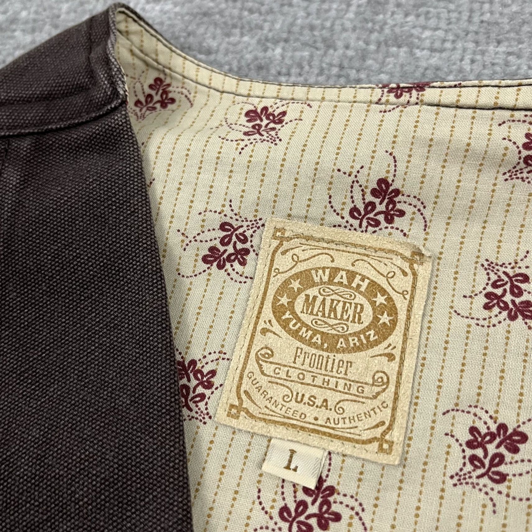 Vintage VINTAGE Wah Maker Vest Adult Large Brown Canvas Western Cowboy Buckle Back USA Mens Size US L / EU 52-54 / 3 - 3 Thumbnail