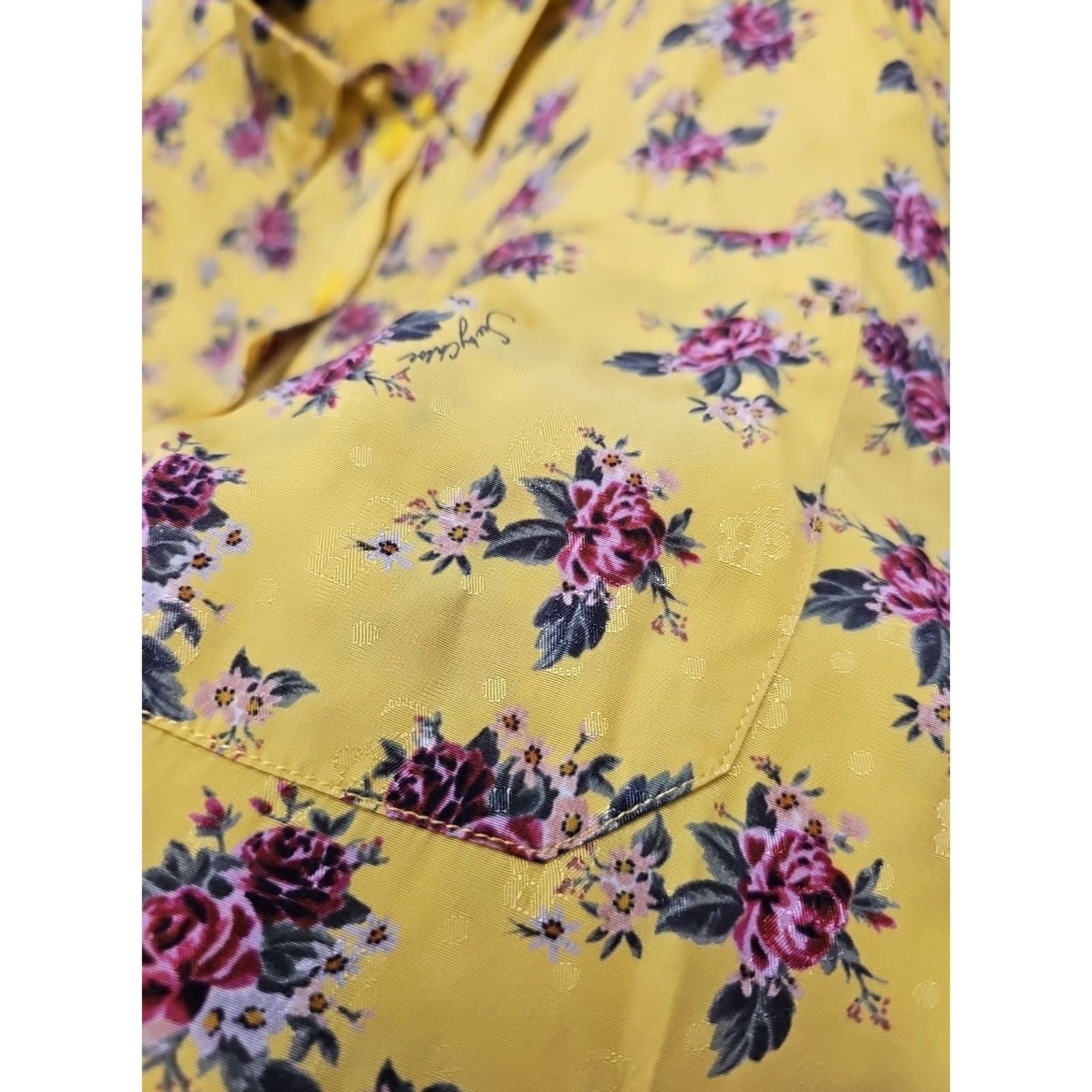 Vintage See By Chloe Yellow Floral Blouse Womens 38 Regular Long Sleeve Lace Ruffle Lightweight Casual Spring Summer Size XS / US 0-2 / IT 36-38 - 4 Thumbnail
