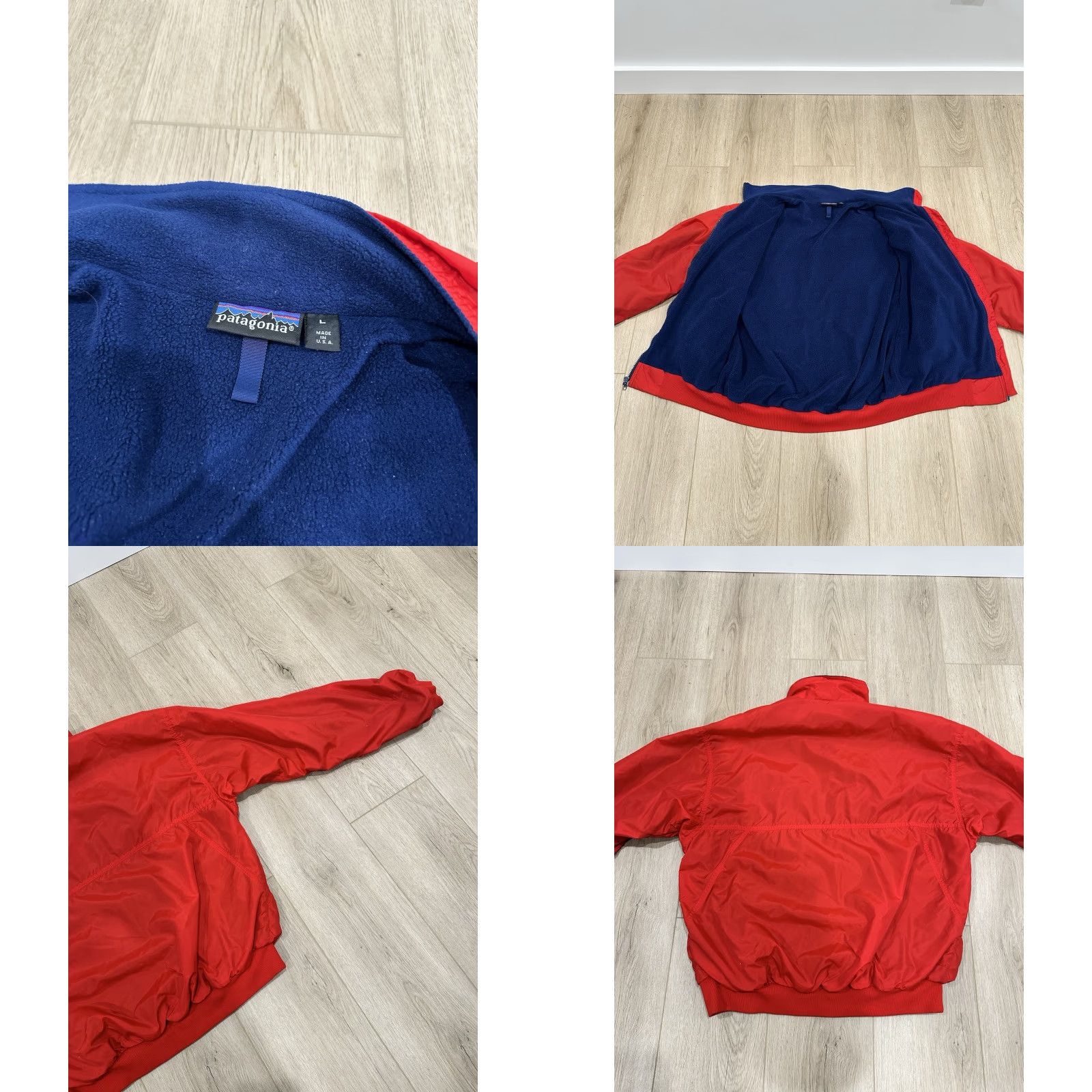 Patagonia VINTAGE Patagonia Men's Fleece Lined Bomber Jacket Red Blue Made in USA L 90s Outdoor Nylon Jacket Size US L / EU 52-54 / 3 - 8 Thumbnail