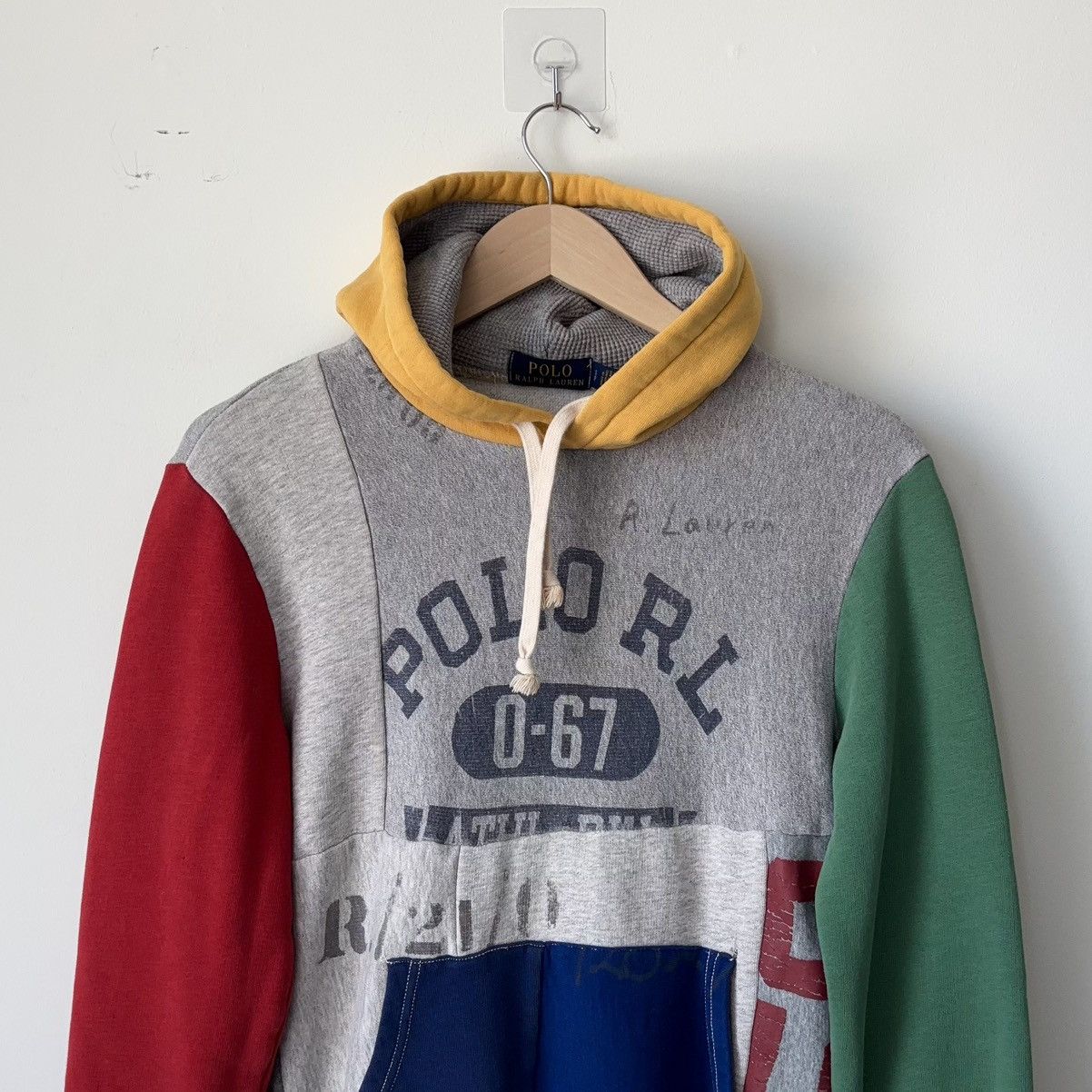 Polo Ralph Lauren Patchwork Colorblock Hoodie Varsity Stencil 50th Spellout Size US S / EU 44-46 / 1 - 2 Thumbnail