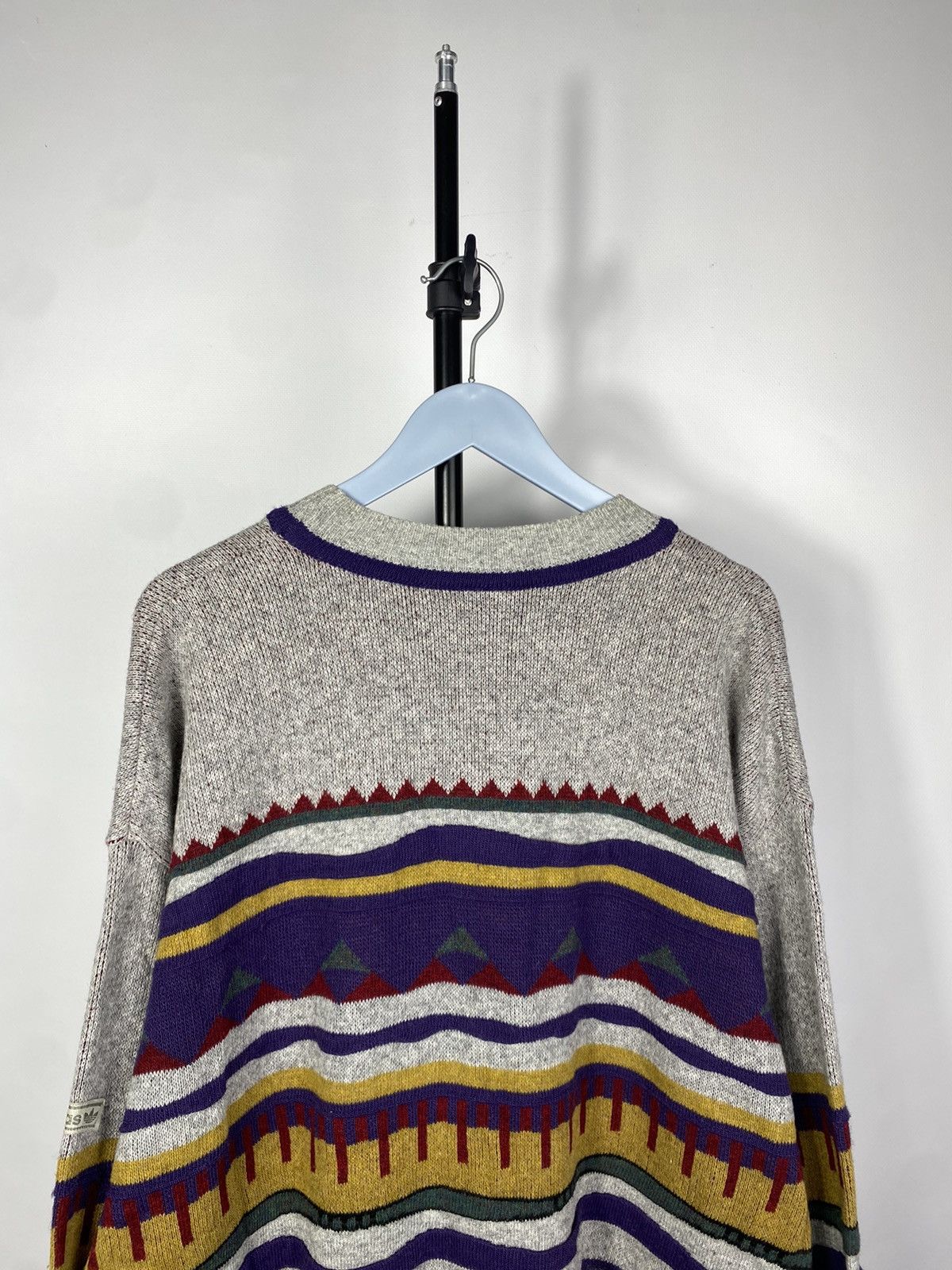 Adidas × Vintage Adidas vintage patterned knitted sweater 90s jumper Size US L / EU 52-54 / 3 - 14 Thumbnail