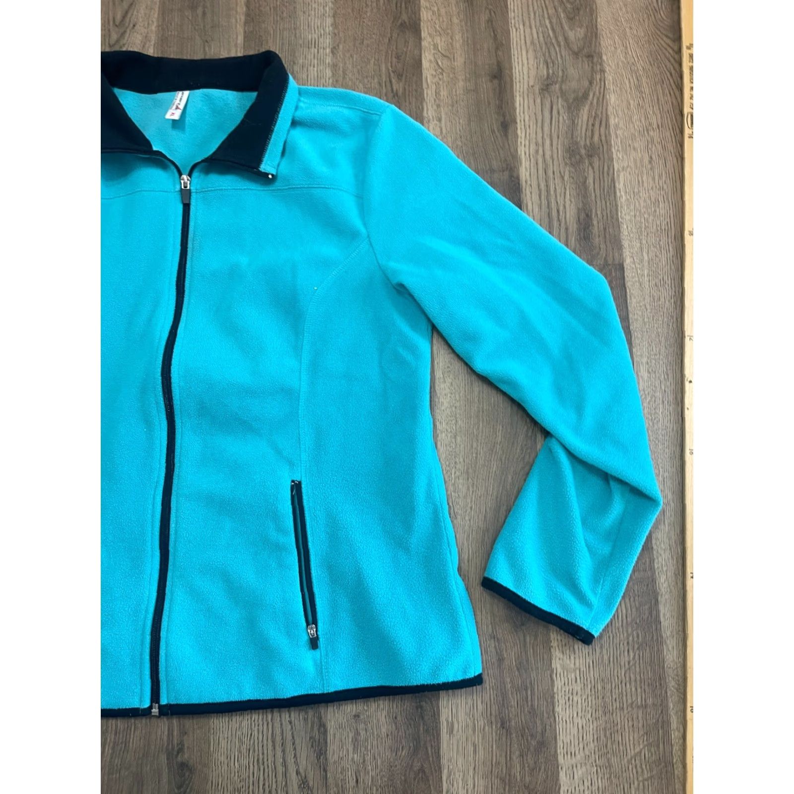 Vintage Exertek Sweater Women XL Blue Black Full Zip Cardigan Zip Pockets Comfort Casual Size XL / US 12-14 / IT 48-50 - 4 Thumbnail