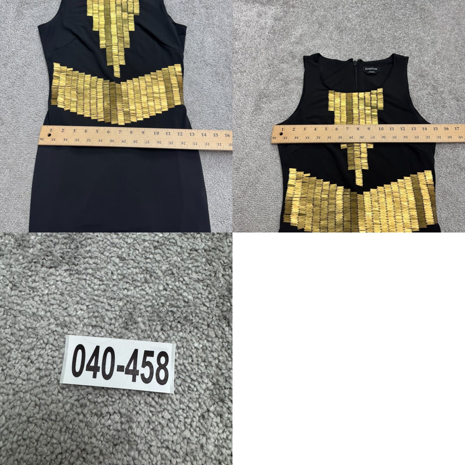 Bebe VINTAGE BeBe Embellished Gold Geometric Bodycon Dress Womens XS Black Sleeveless Stretch Size XS / US 0-2 / IT 36-38 - 10 Thumbnail