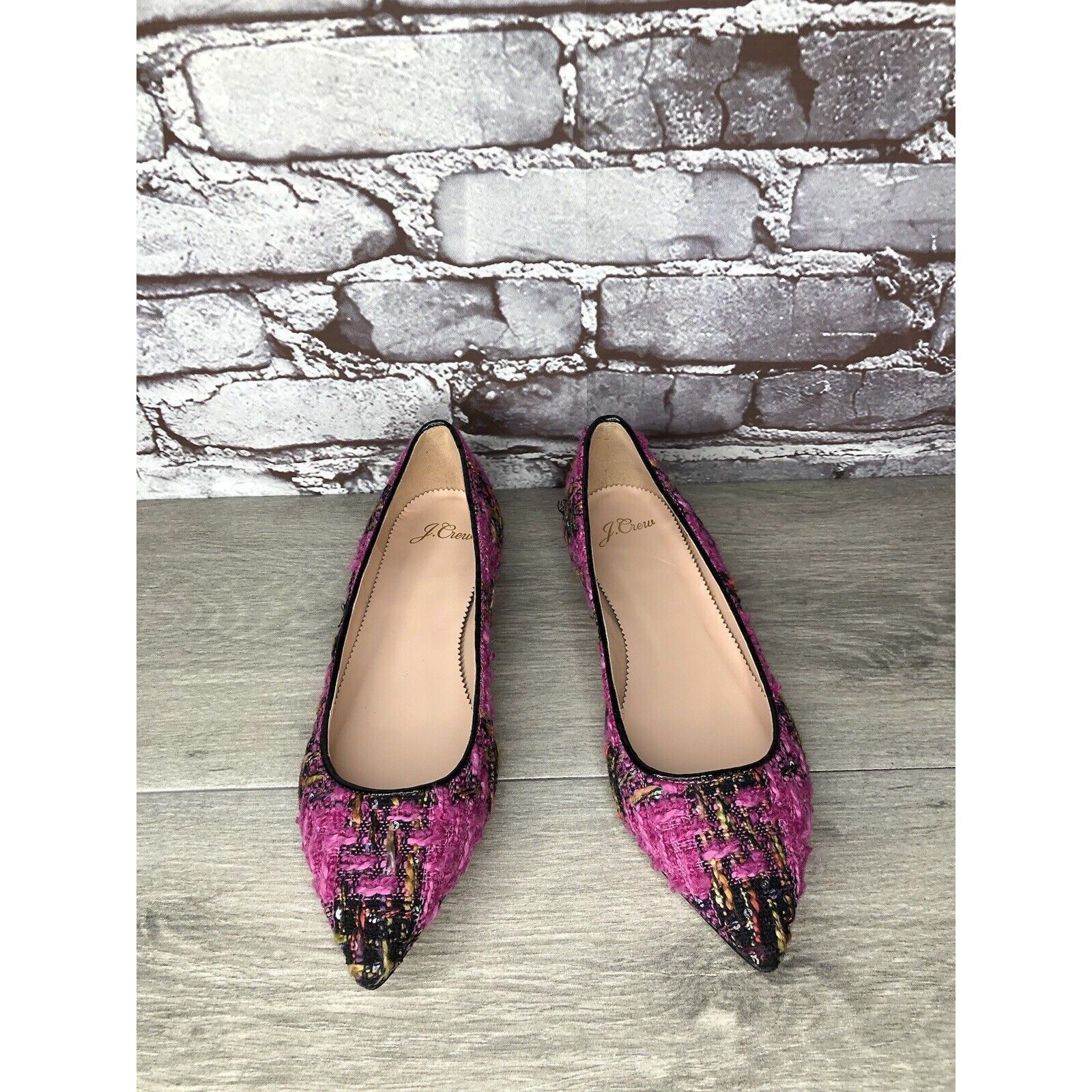 J.Crew J. Crew K2904 Pink Fresh Berry Tweed Pointed Toe Flats Women Size US 7 / IT 37 - 17 Thumbnail