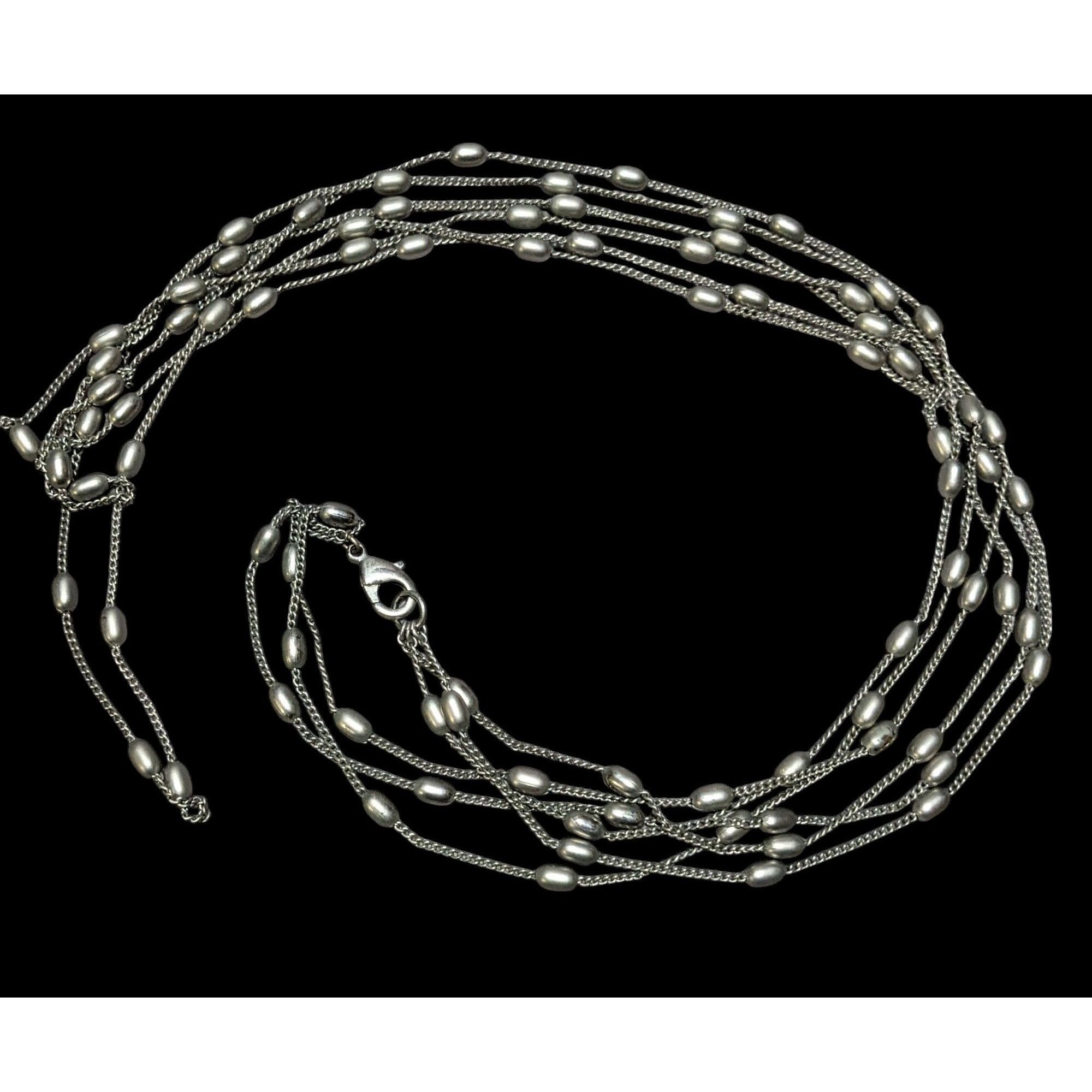 Other Modern Elegant Silver Multilayer Beaded Station Necklace Size ONE SIZE - 1 Thumbnail