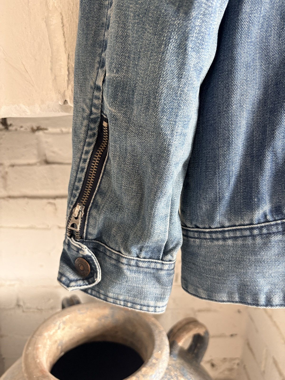 Vintage Vintage Washed Denim Biker Jacket Size L Size US M / EU 48-50 / 2 - 6 Thumbnail