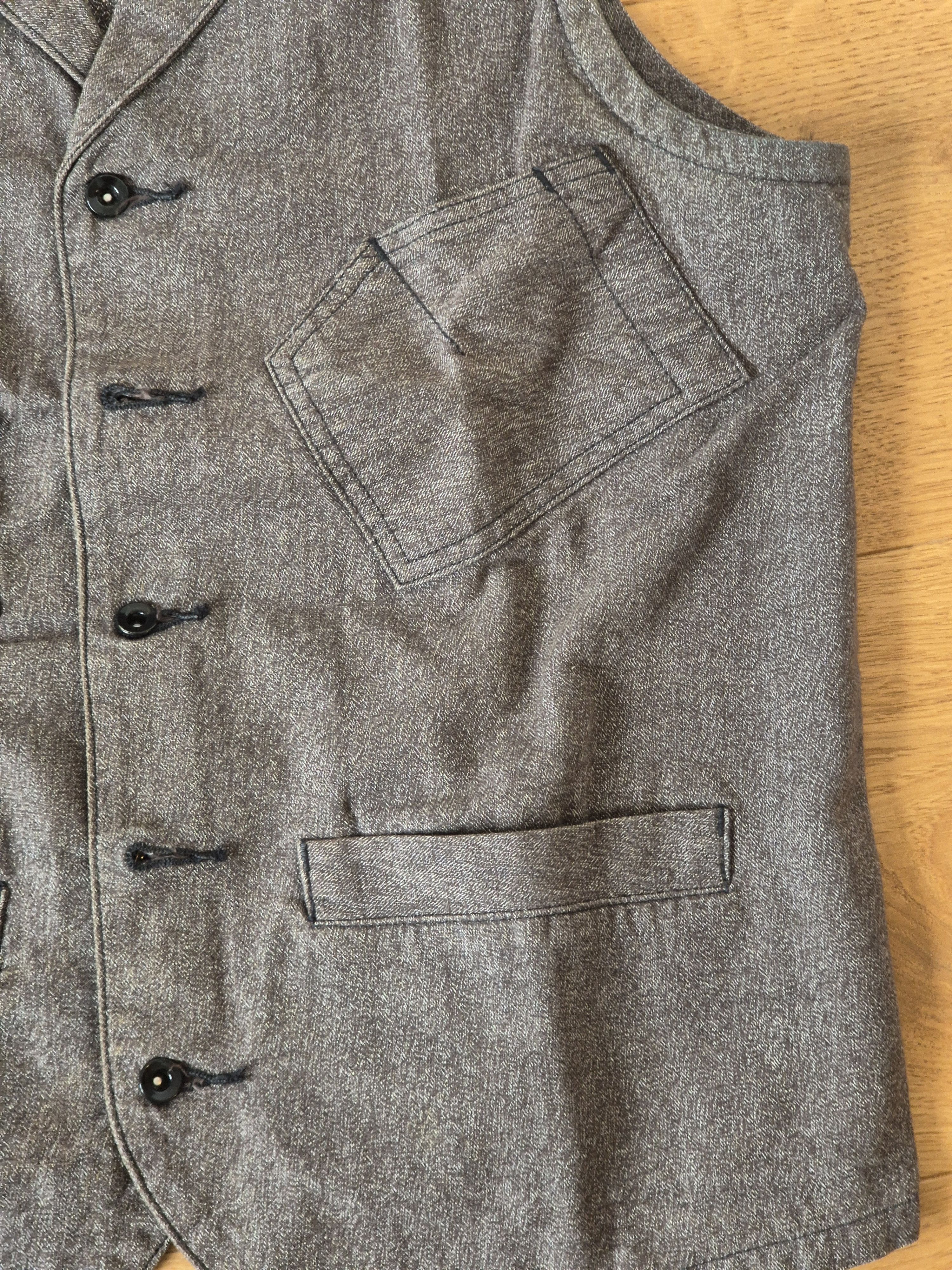Sugar Cane Sugar Cane 1940s Style Cover Engineer Cotton Waistcoat Vest Size 40L - 3 Thumbnail