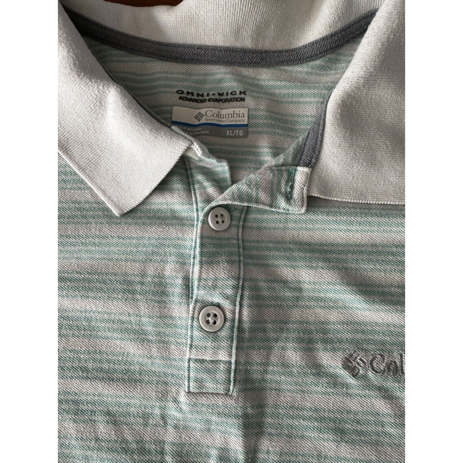 Columbia COLUMBIA Omni Wick Polo XL, White w/Teal Stripe Size US XL / EU 56 / 4 - 4 Thumbnail