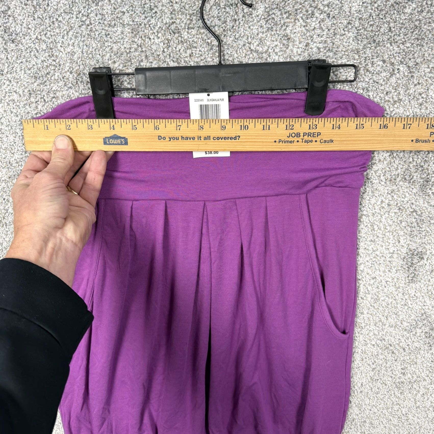Vintage Y2K Bubble Skirt Belle Du Jour Juniors L Purple Fold-over Pockets Elastic Waist Pockets Knee Length Pleated Jersey Knit Size 36" / US 14 / IT 50 - 3 Thumbnail